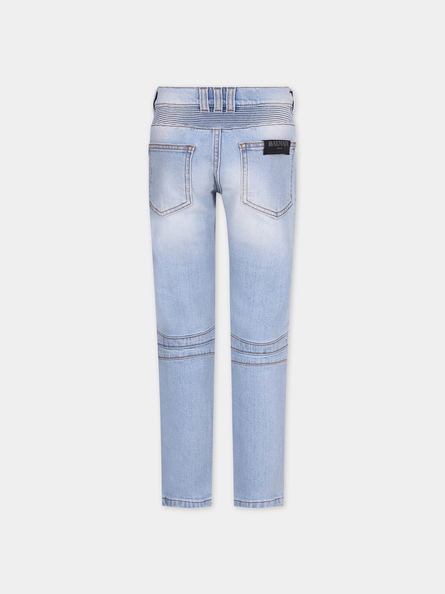 Jeans celeste per bambina con logo argentato,Balmain Kids,6K6630 KD350 616
