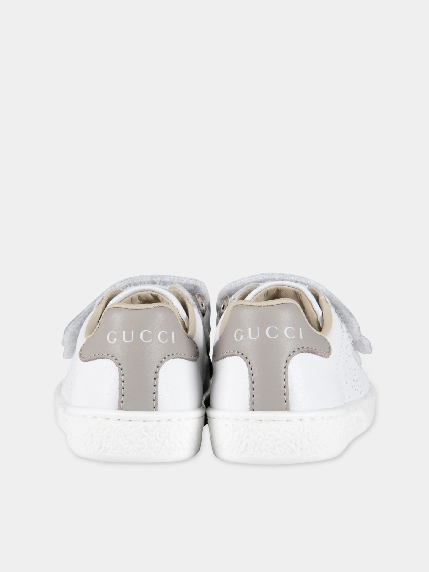Sneaker bianche per bambini con doppia GG,Gucci Kids,630287/86/19 BLN70 9060