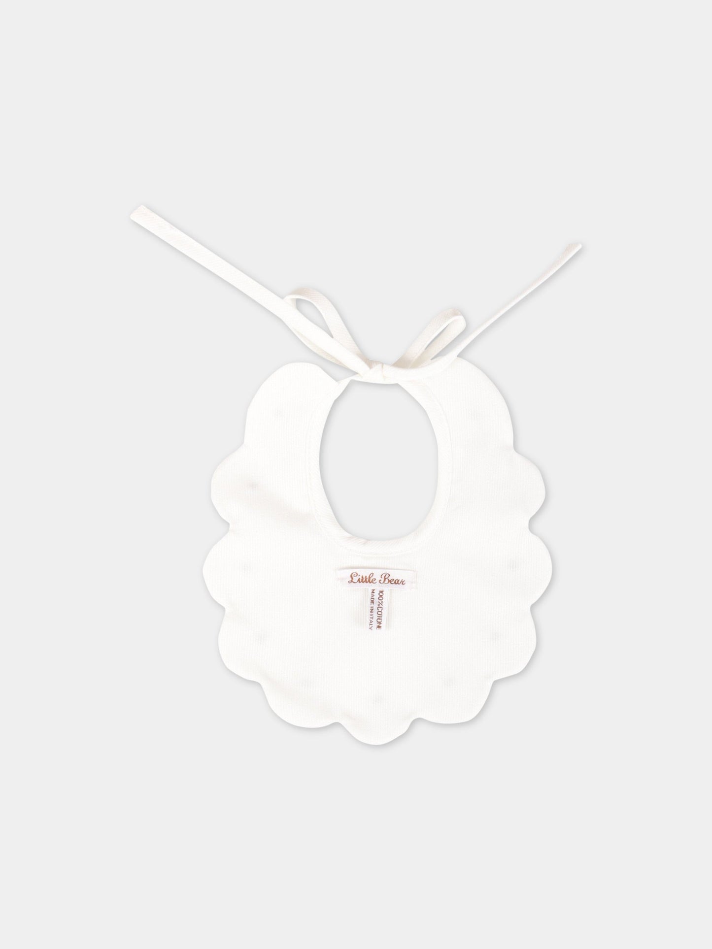 Bavaglino bianco per neonato,Little Bear,1028 LATTE/CIELO