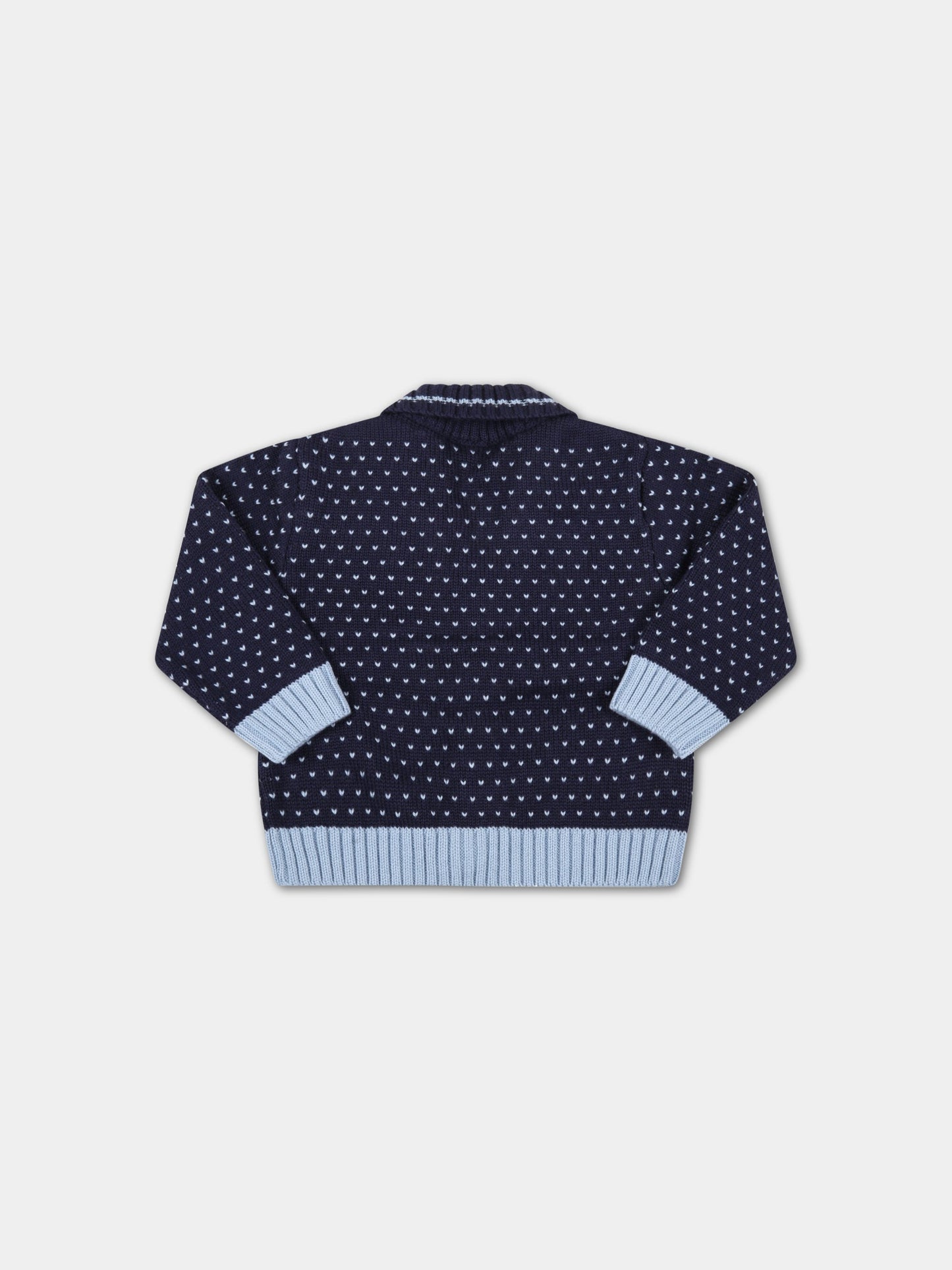 Cardigan blu per neonato con doppie FF,Fendi Kids,BMG089 AG2R F15A0