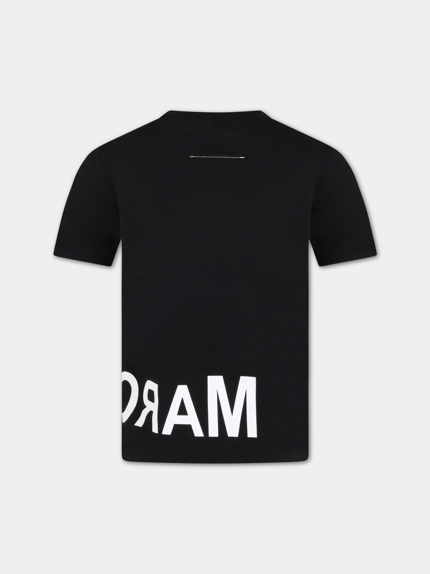 T-shirt nera per bambini con logo,Mm6 Maison Margiela,M60033 MM010 M6900
