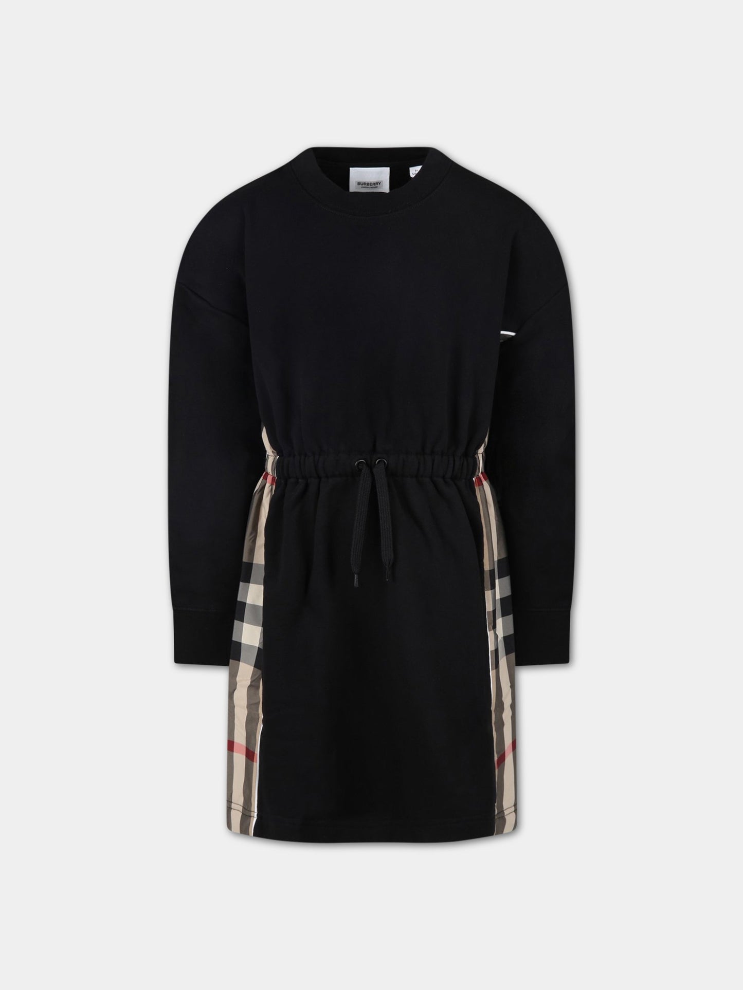 Vestito nero per bambina con check vintage,Burberry Kids,8047627