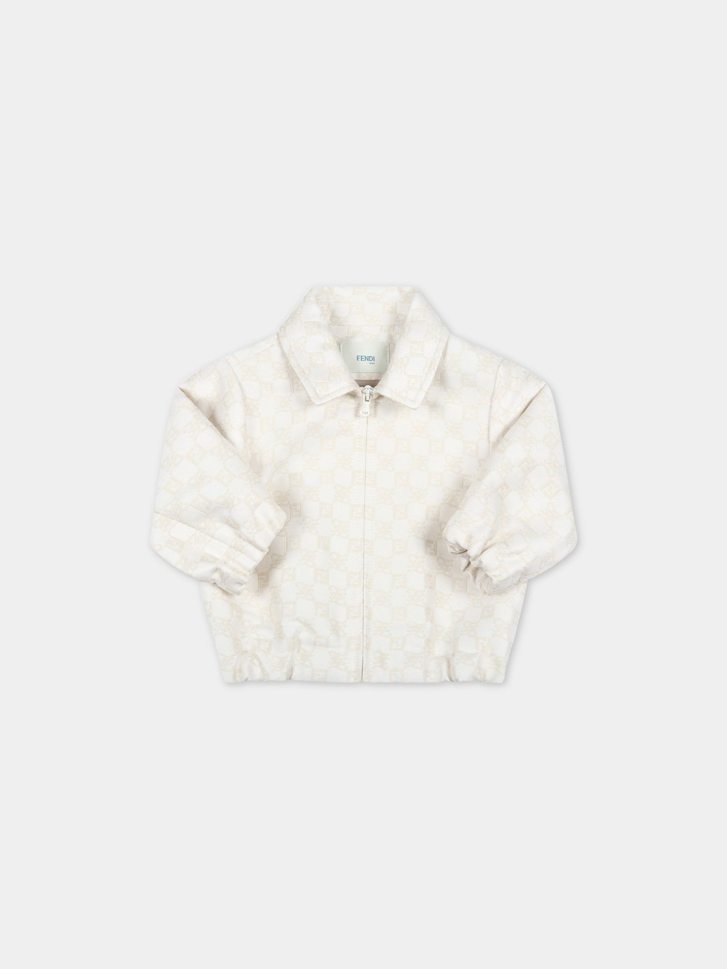 Giacca avorio per noenati con iconica FF,Fendi Kids,BMA118 AJ25 F0TU9