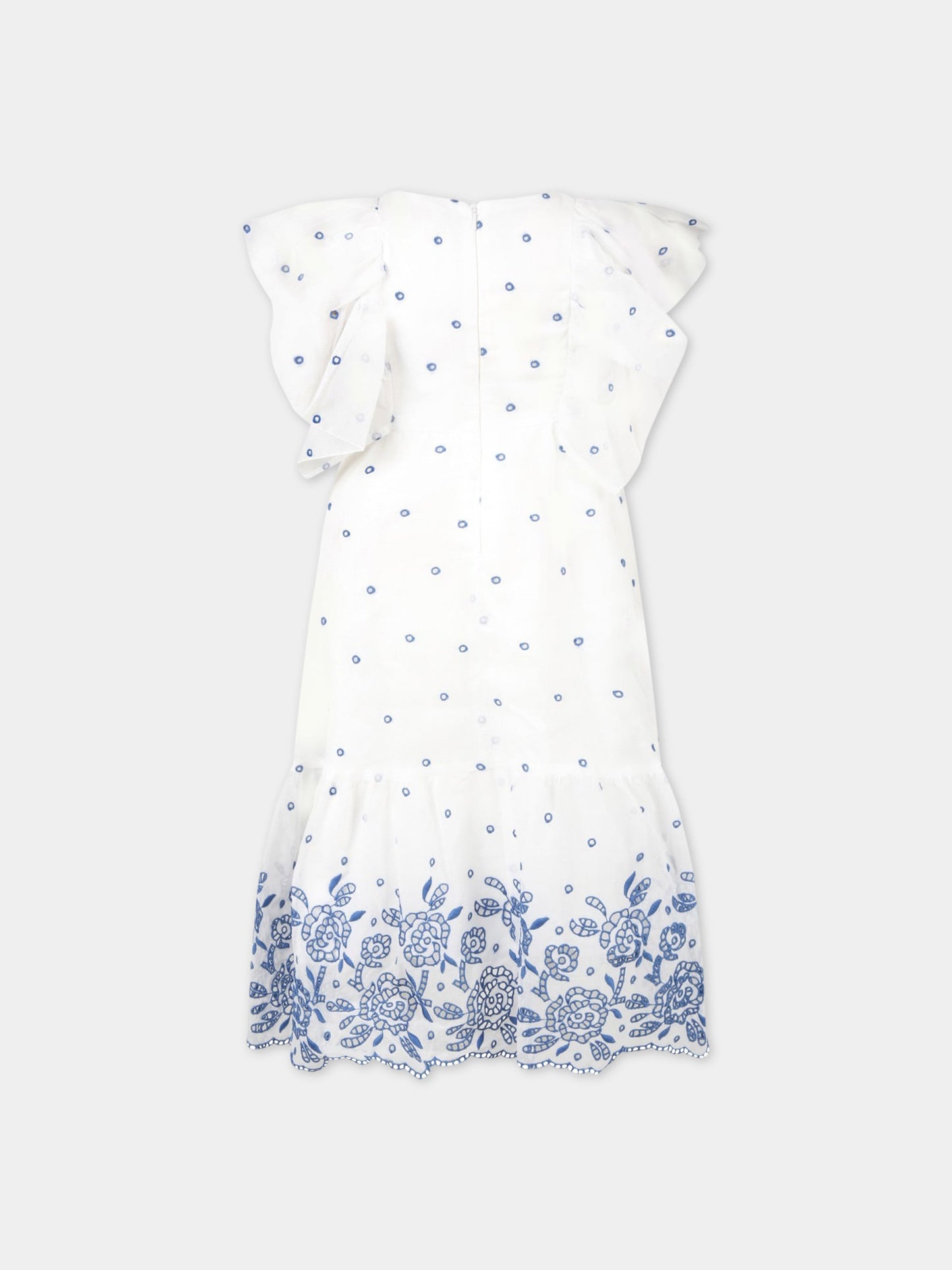 Vestito bianco per bambina con fiori,Monnalisa,719915 9930B 0156