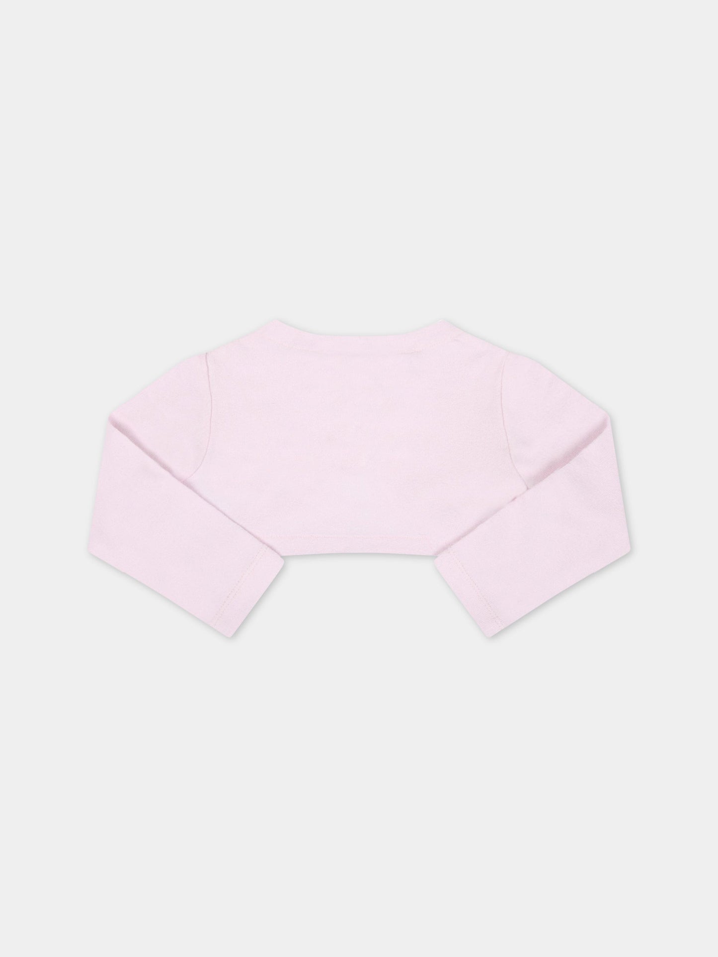 Cardigan rosa per neonata con logo,Monnalisa,379805 9204 0091