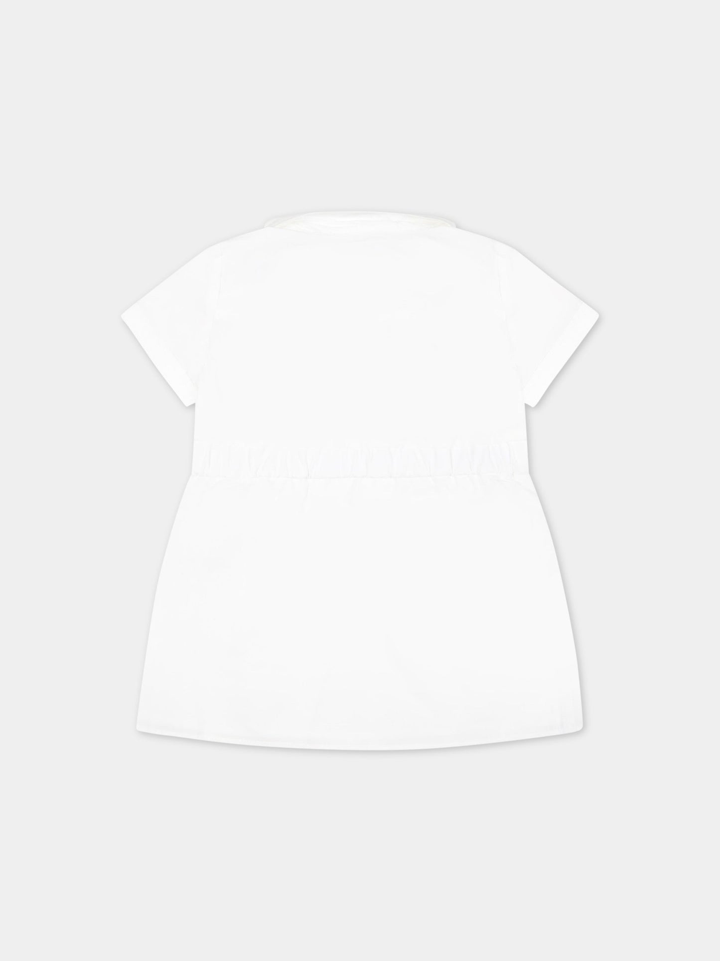 Vestito bianco per neonata con logo rosa,Moncler Kids,951 2G00002 595BI 001