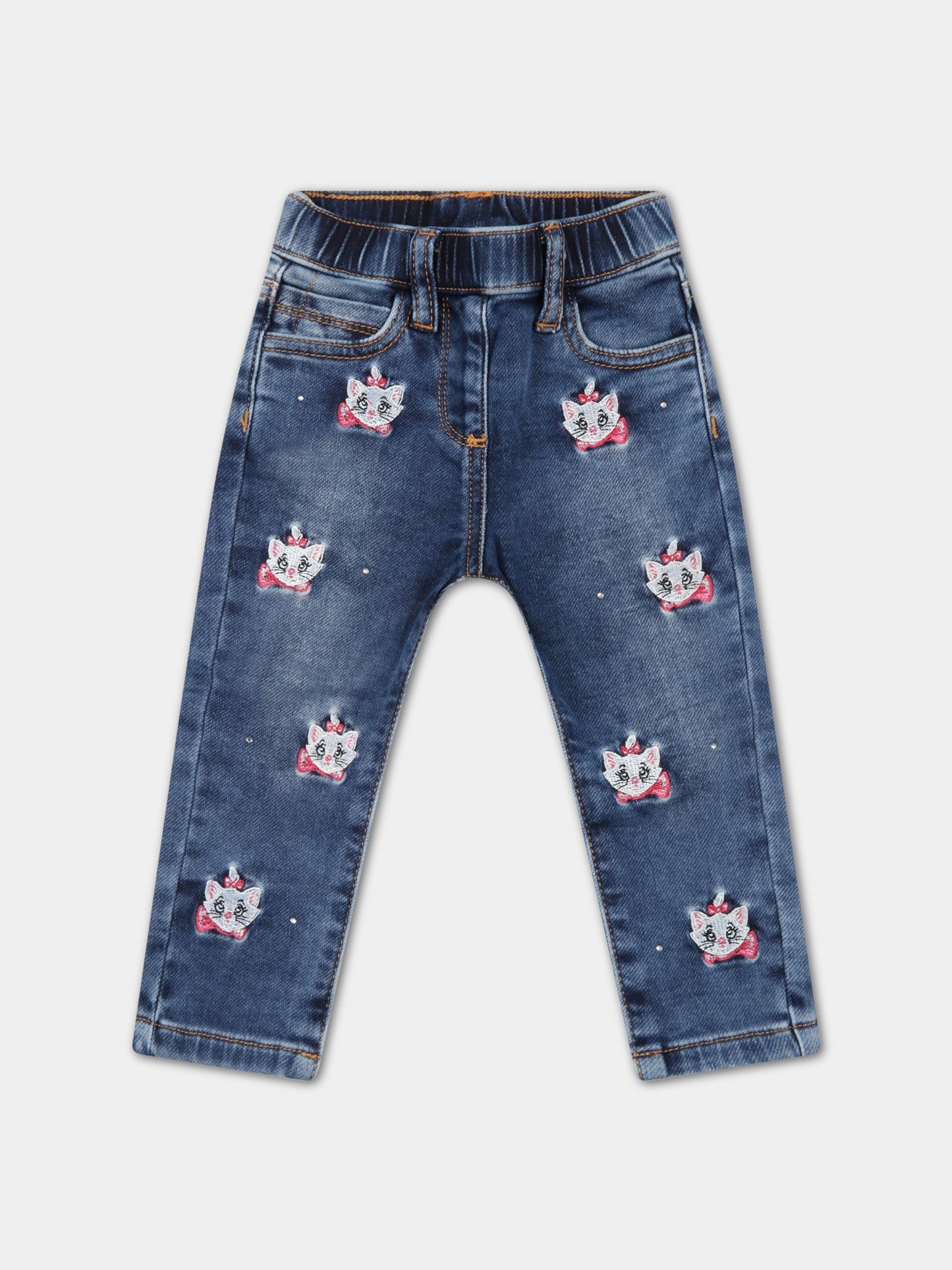 Jeans blu per neonata con Aristogatti,Monnalisa,390404 0030 0055