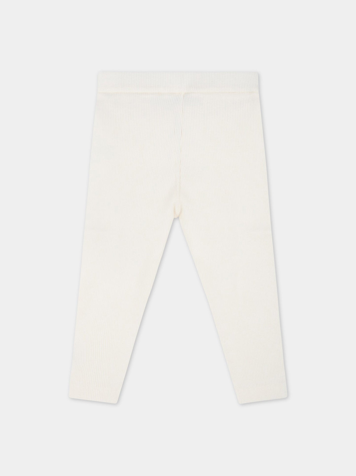 Leggings bianco per neonati con patch,Moncler Kids,951 8H00003 899QJ 034