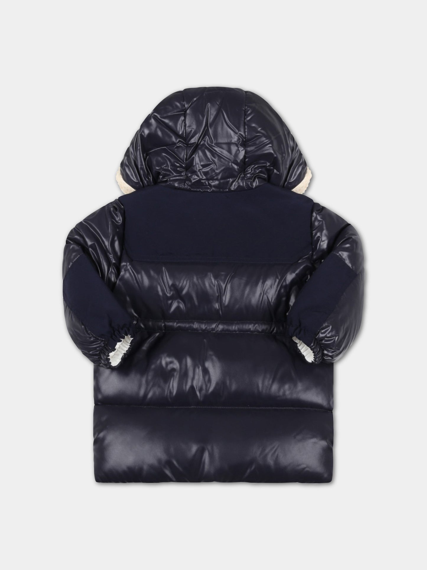 Piumino Comil blu per neonato con patch logato,Moncler Kids,951 1C00005 68950 742