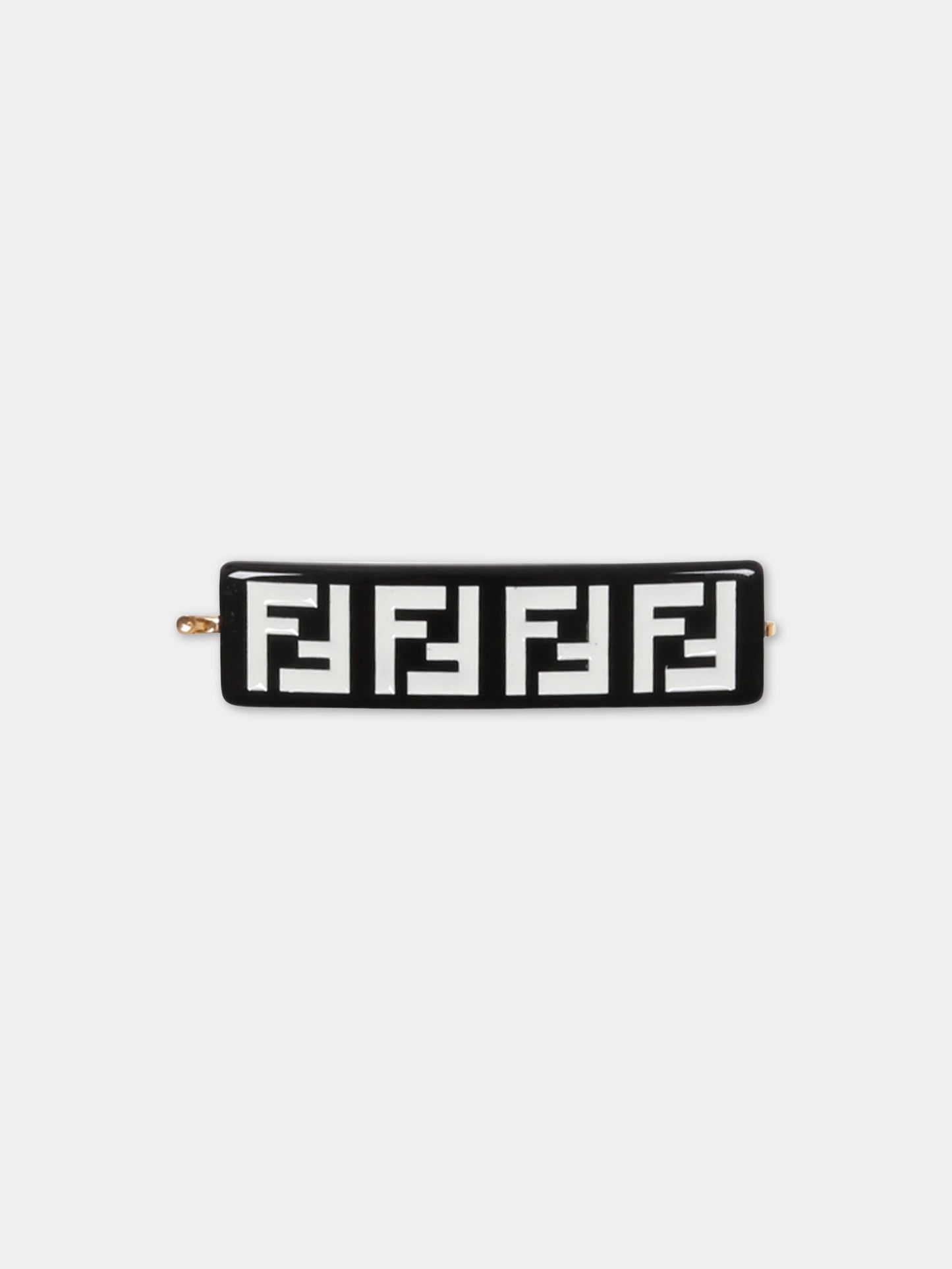 Fermaglio nero per bambina con FF biache,Fendi Kids,JFP333 AKVP F0ZE7
