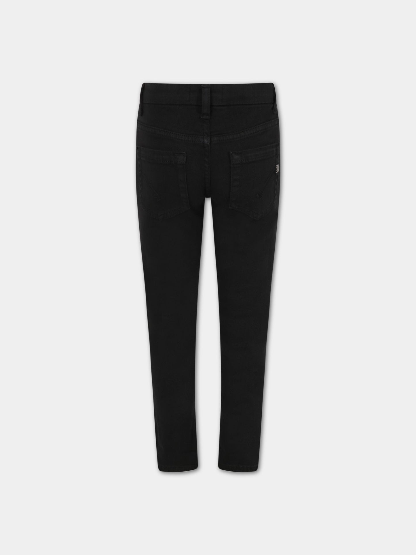 Pantaloni neri per bambino con patch logato,Dondup Kids,DMPA234C 0161 N011