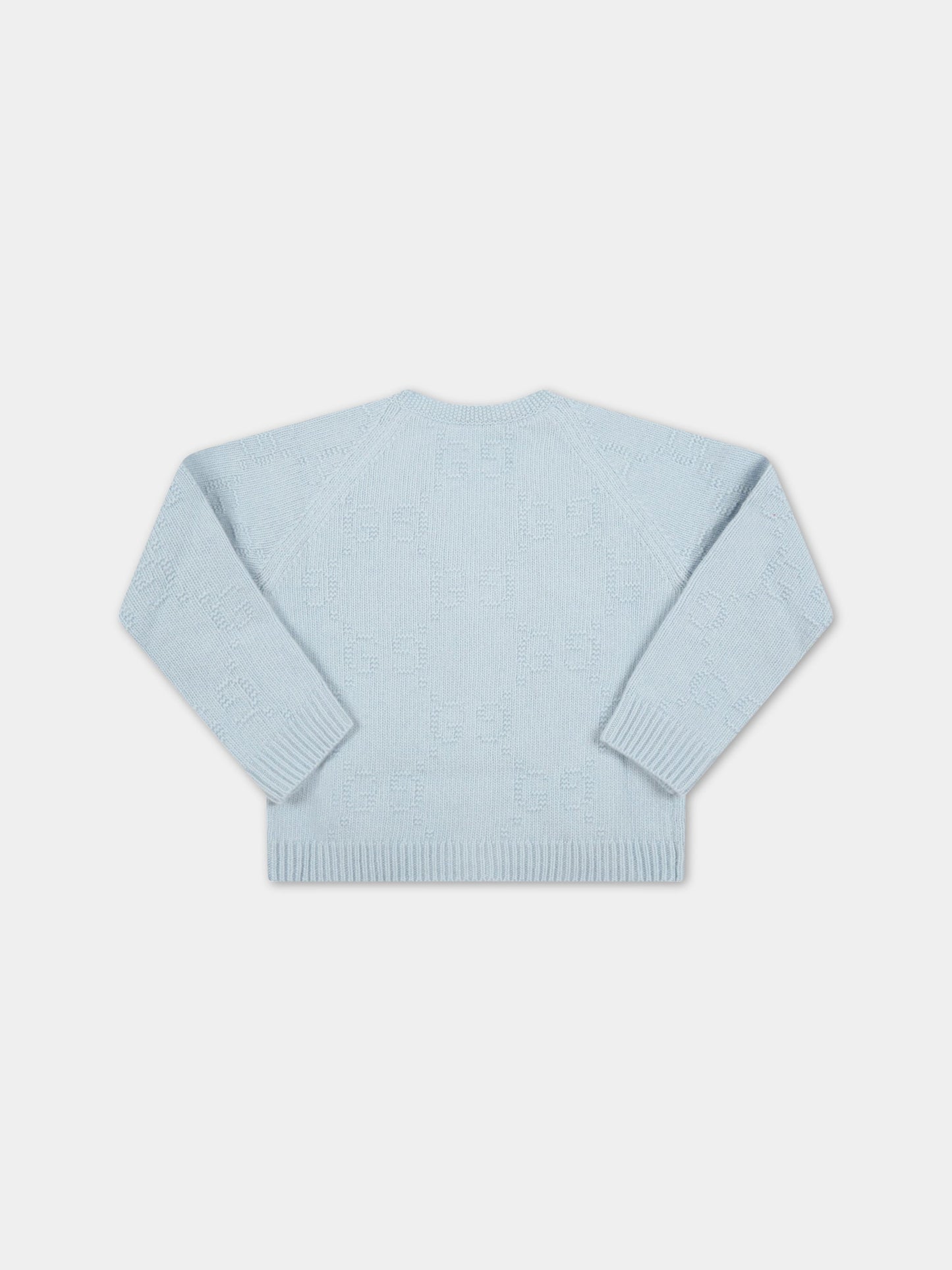 Cardigan celeste per neonati con doppia GG,Gucci Kids,699327 XKB5X 4850