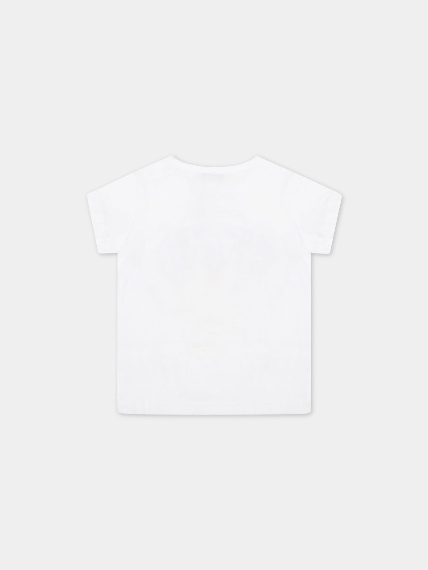 T-shirt bianca per neonata con elefante,Kenzo Kids,K05408 10P