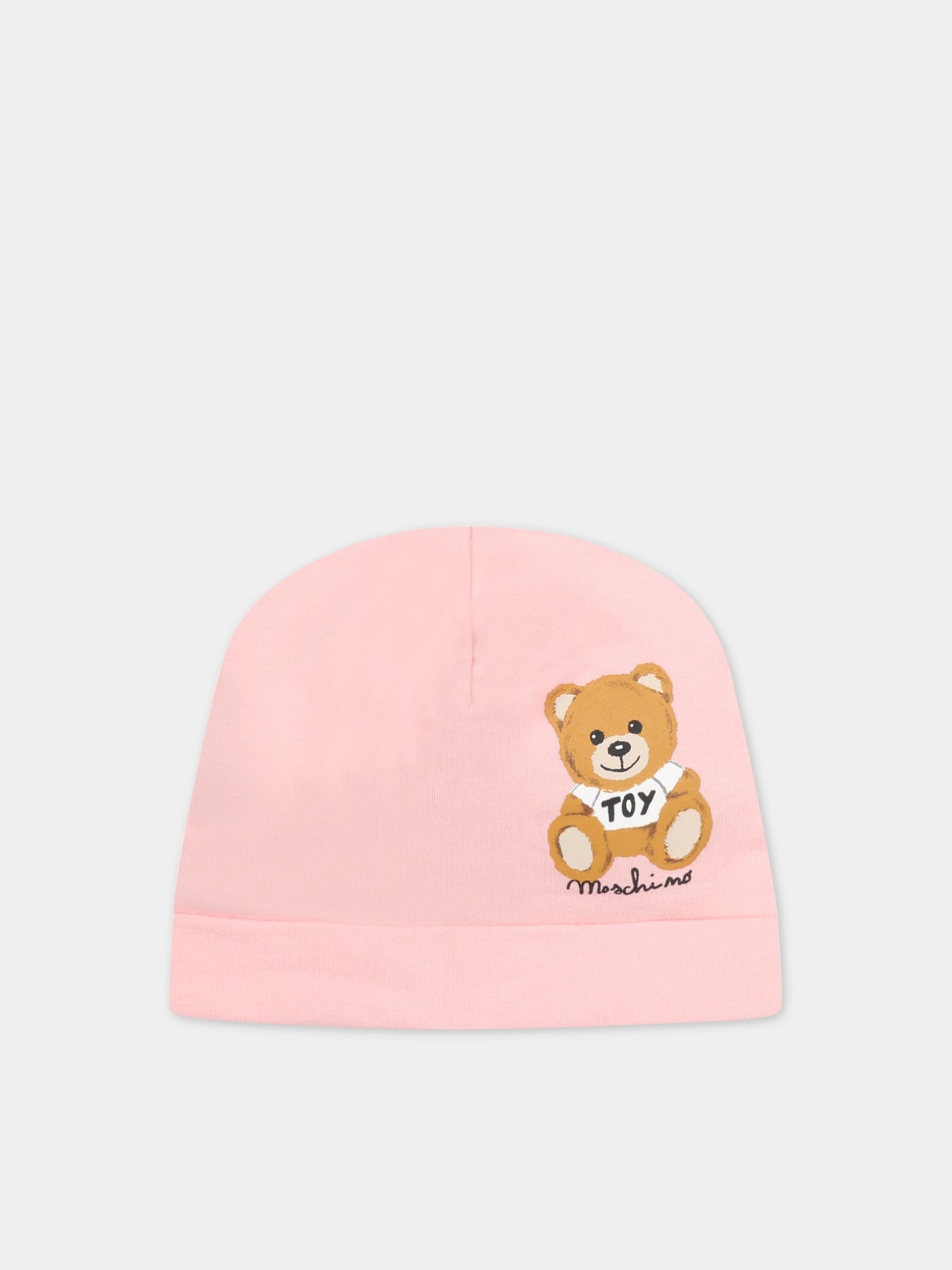 Cappello rosa per neonata con teddy bear,Moschino Kids,MWX031 LDA14 50209
