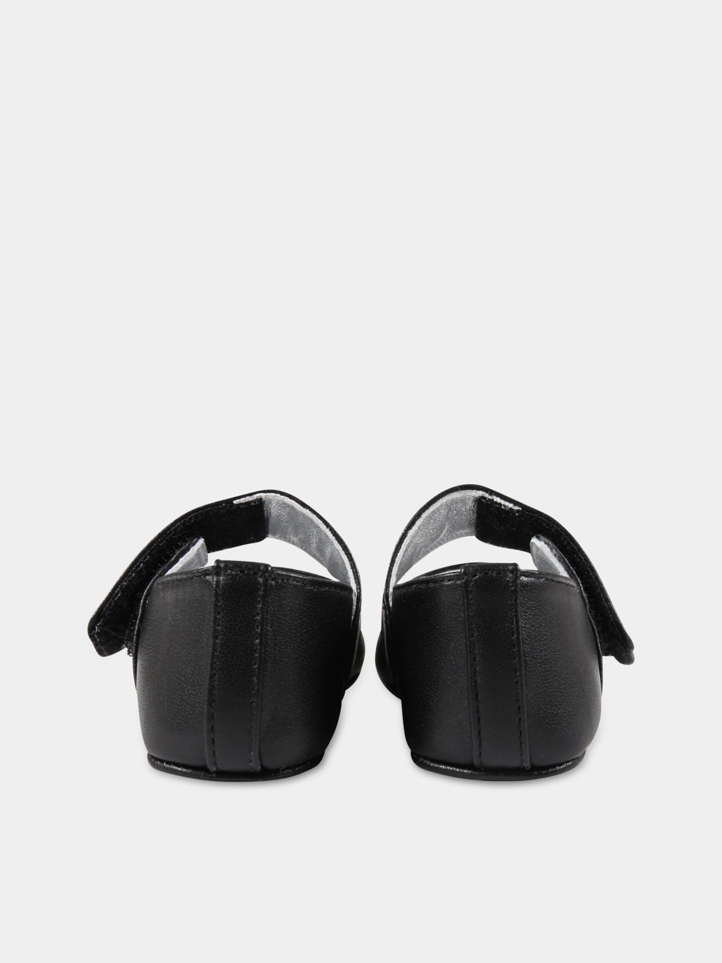 Ballerine nere per neonata con logo argentato,Moschino Kids,71654 1