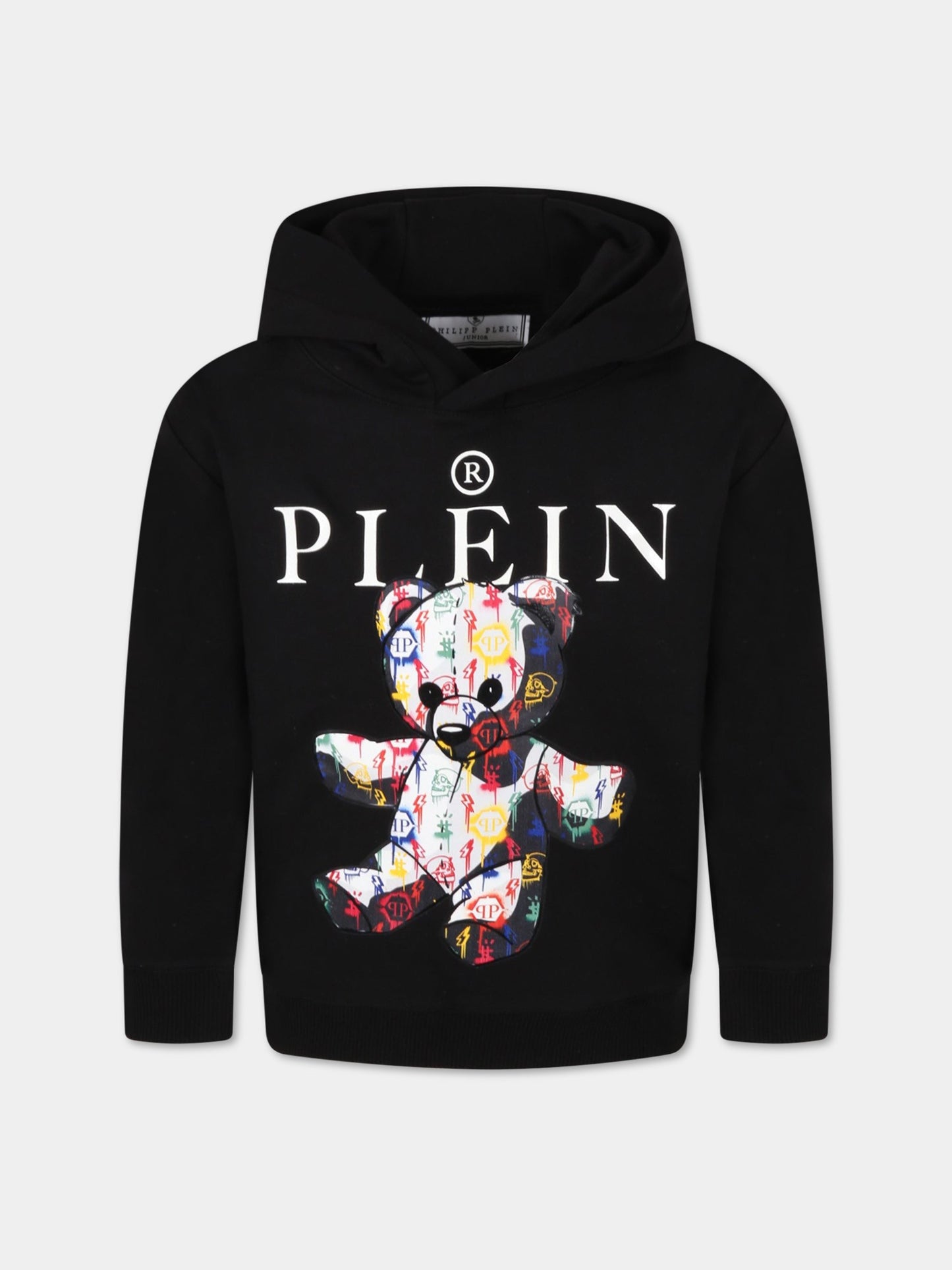 Felpa nera per bambino con orso,Philipp Plein Junior,2RF005 LDA47 60100