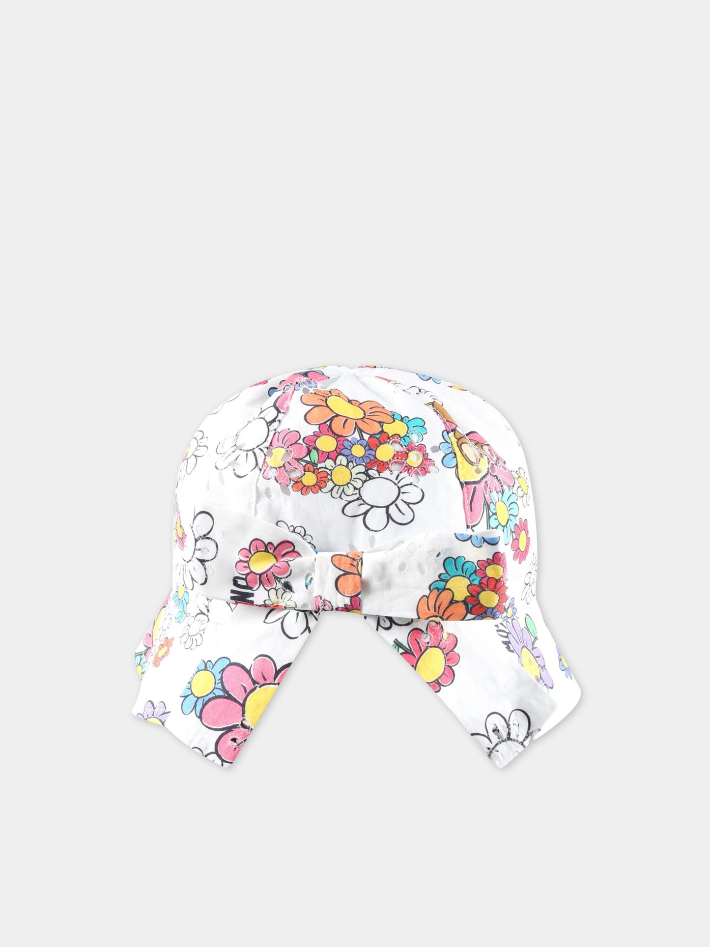 Cloche bianca per neonata con Teddy Bear e logo,Moschino Kids,MAX023 S0Q08 84328