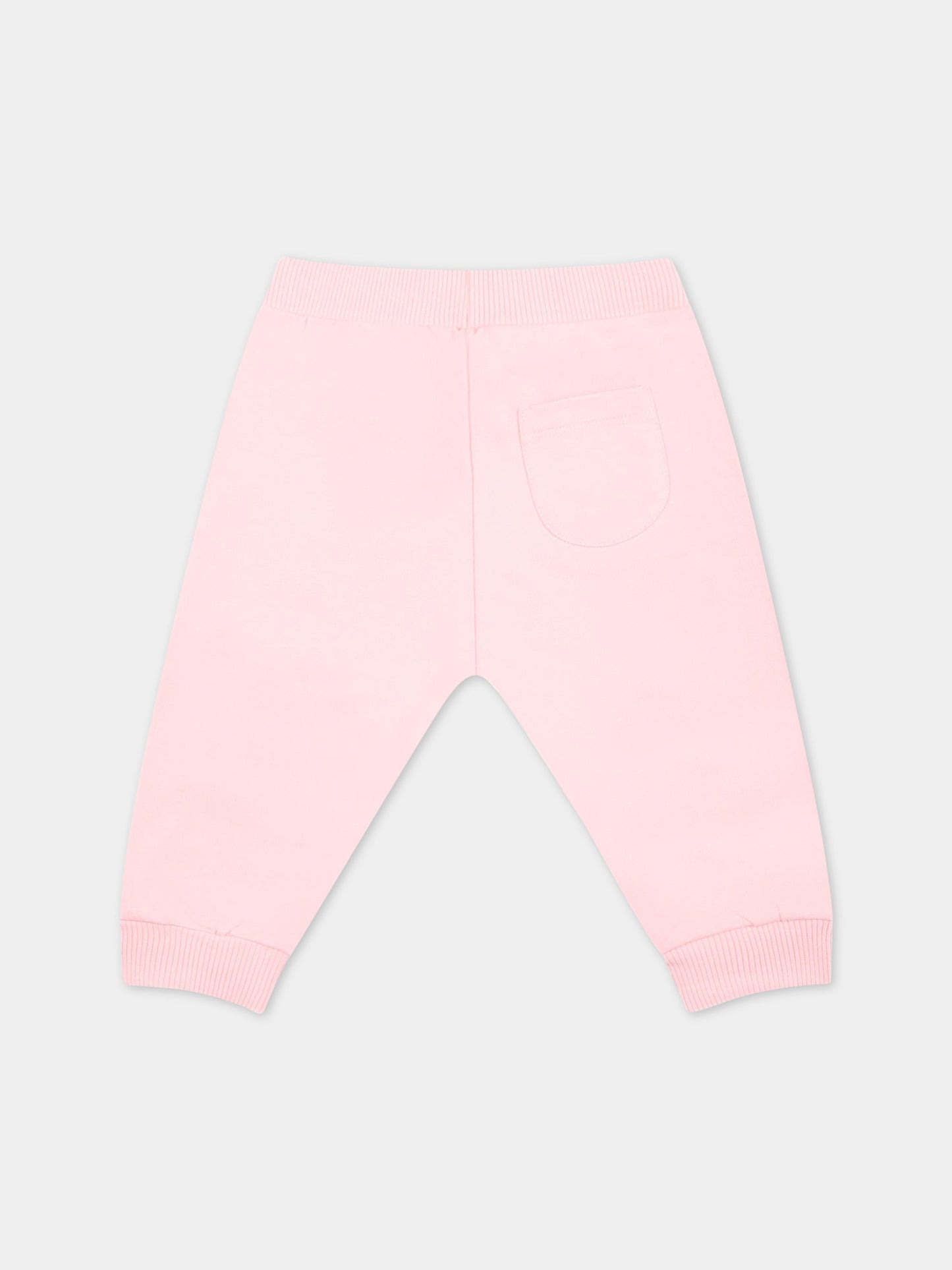 Pantaloni rosa da tuta per neonata con Teddy Bear,Moschino Kids,MZP02I LCA19 50209