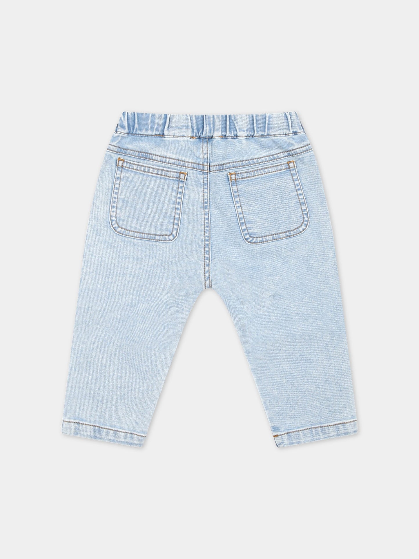 Jeans celeste per neonato con Teddy Bear,Moschino Kids,MUP04E LDE13 40018