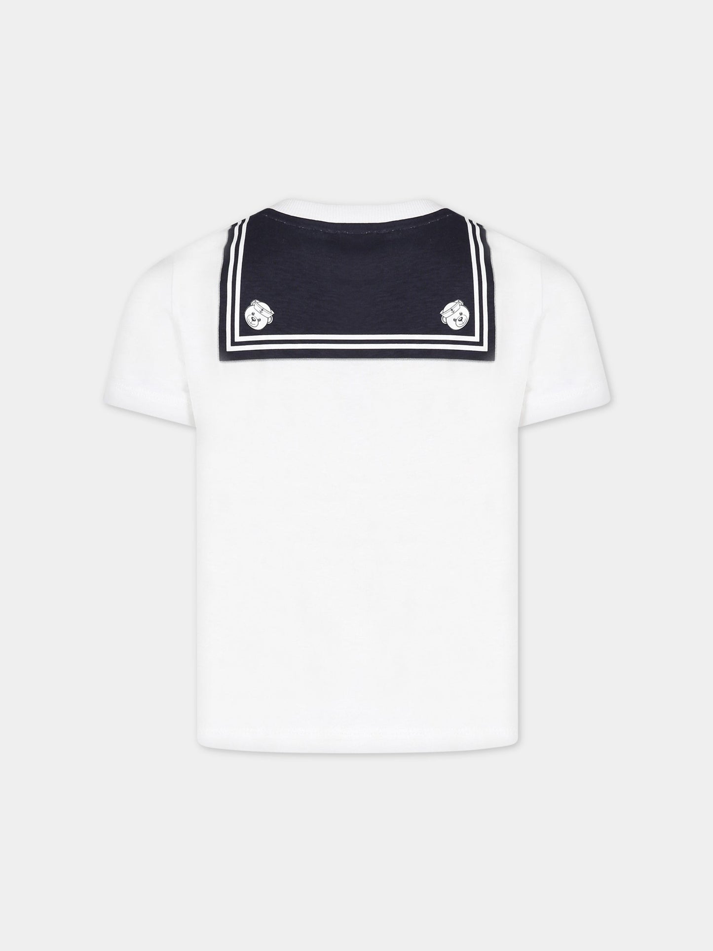 T-shirt bianca per bambino con logo,Moschino Kids,HTM03L LAA02 10101