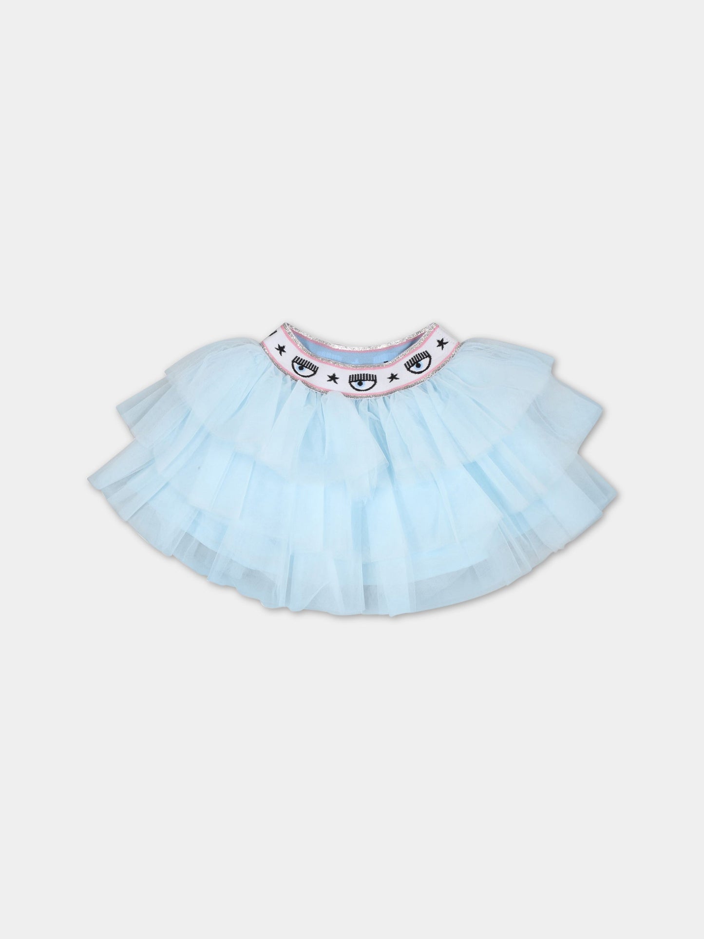 Gonna celeste per neonata con occhiolini,Chiara Ferragni Collection,53A700 T9945 0085