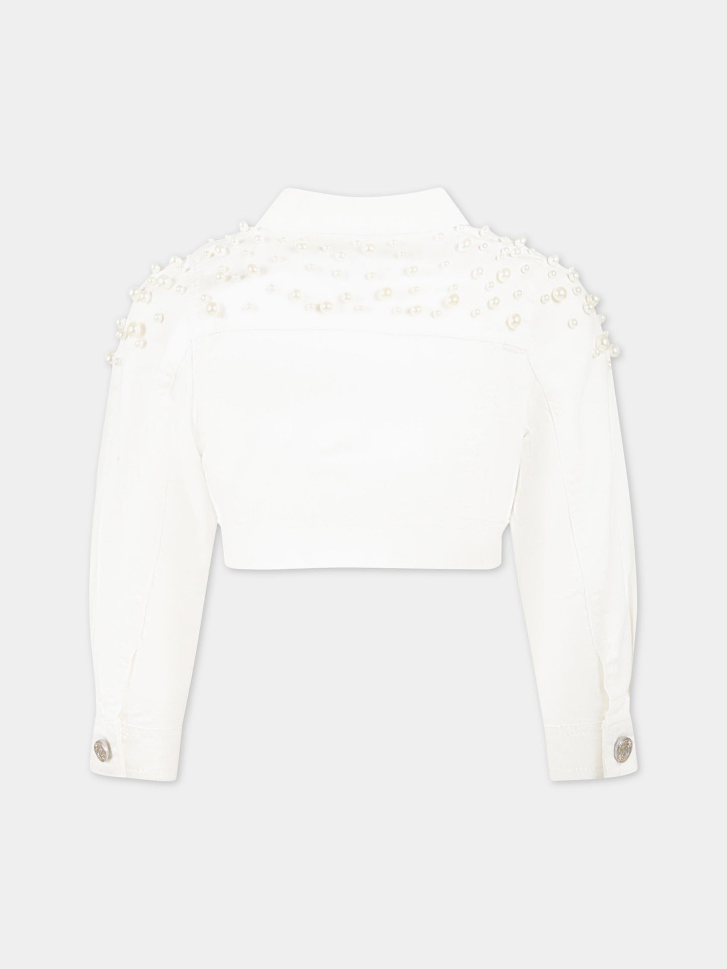 Giacca bianca per bambina con perle,Monnalisa,79A100 1051 0001