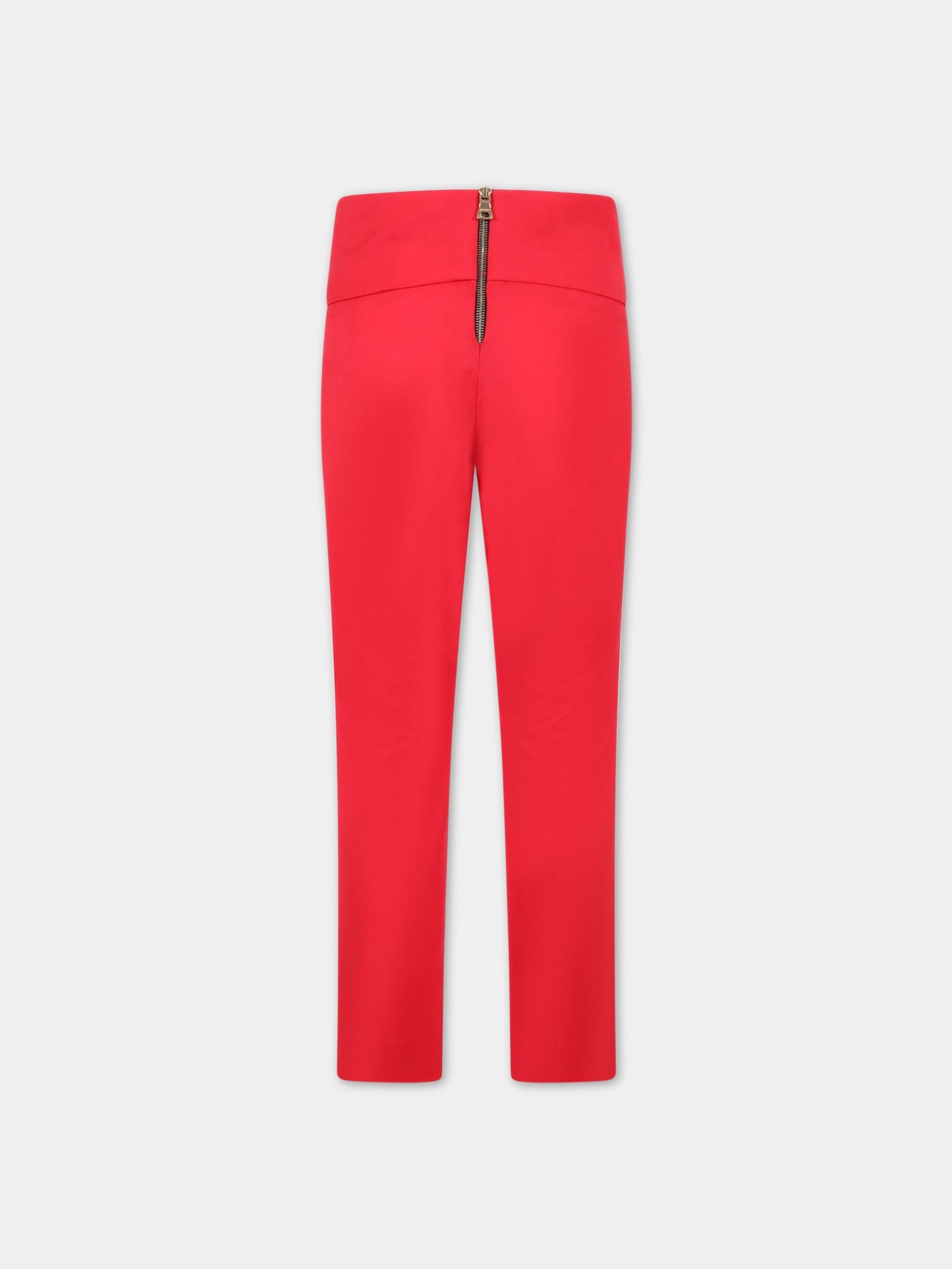 Pantaloni rossi per bambina con bottoni dorati,Balmain Kids,BS6B40 I0089 412OR