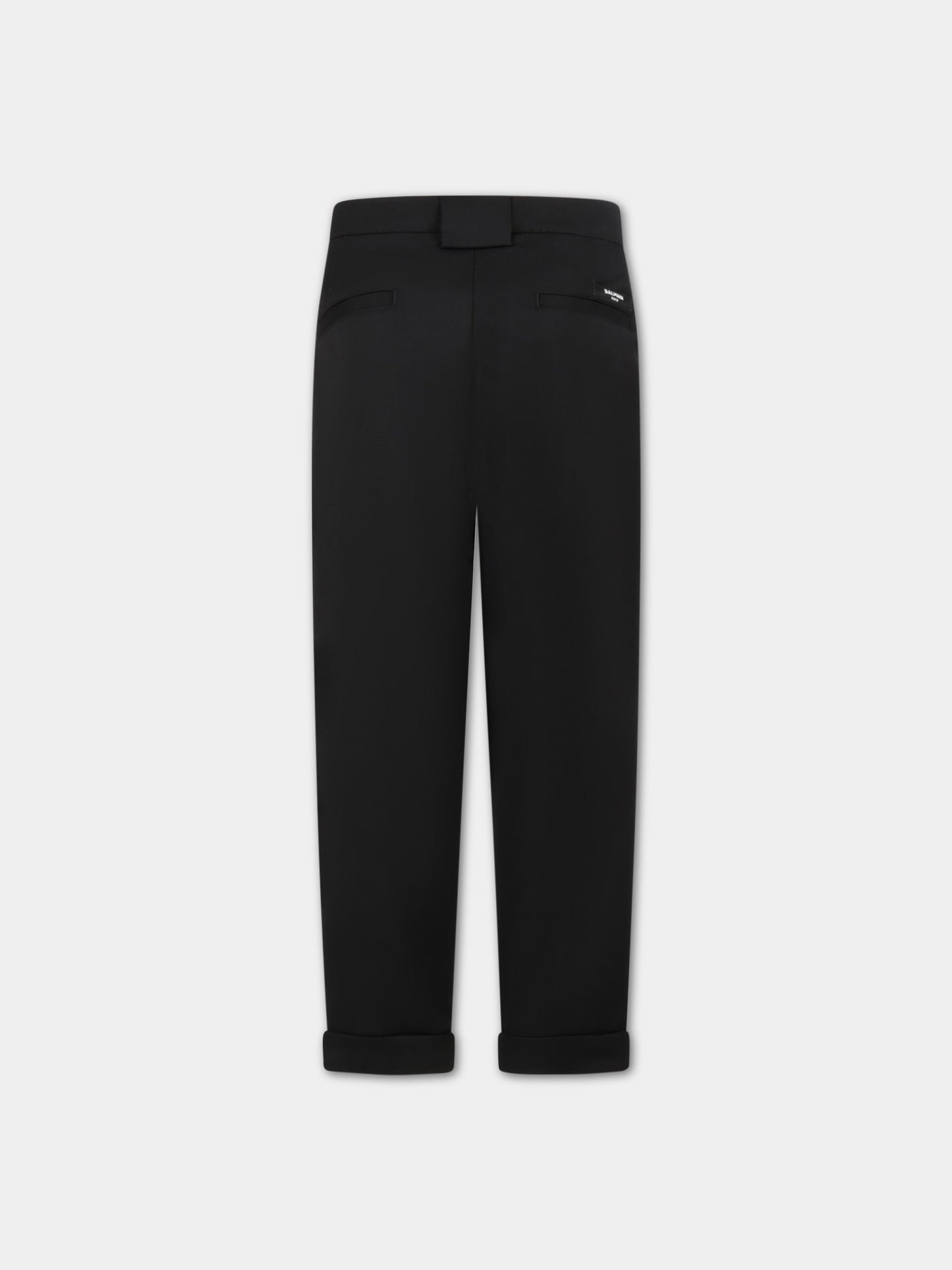 Pantaloni neri per bambino con patch logato,Balmain Kids,BS6Q30 I0089 930