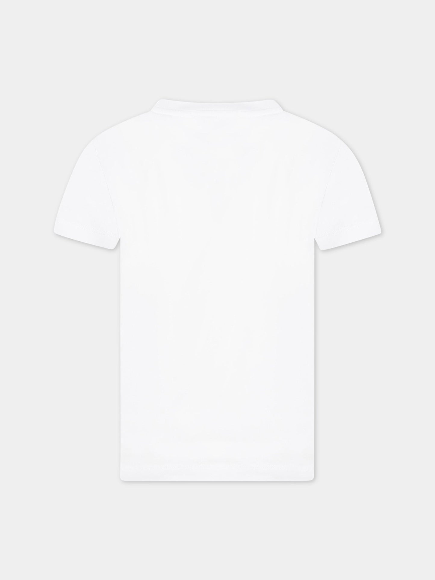 T-shirt bianca per bambino con logo rosso e iconici bottoni,Balmain Kids,BS8P21 Z0057 100