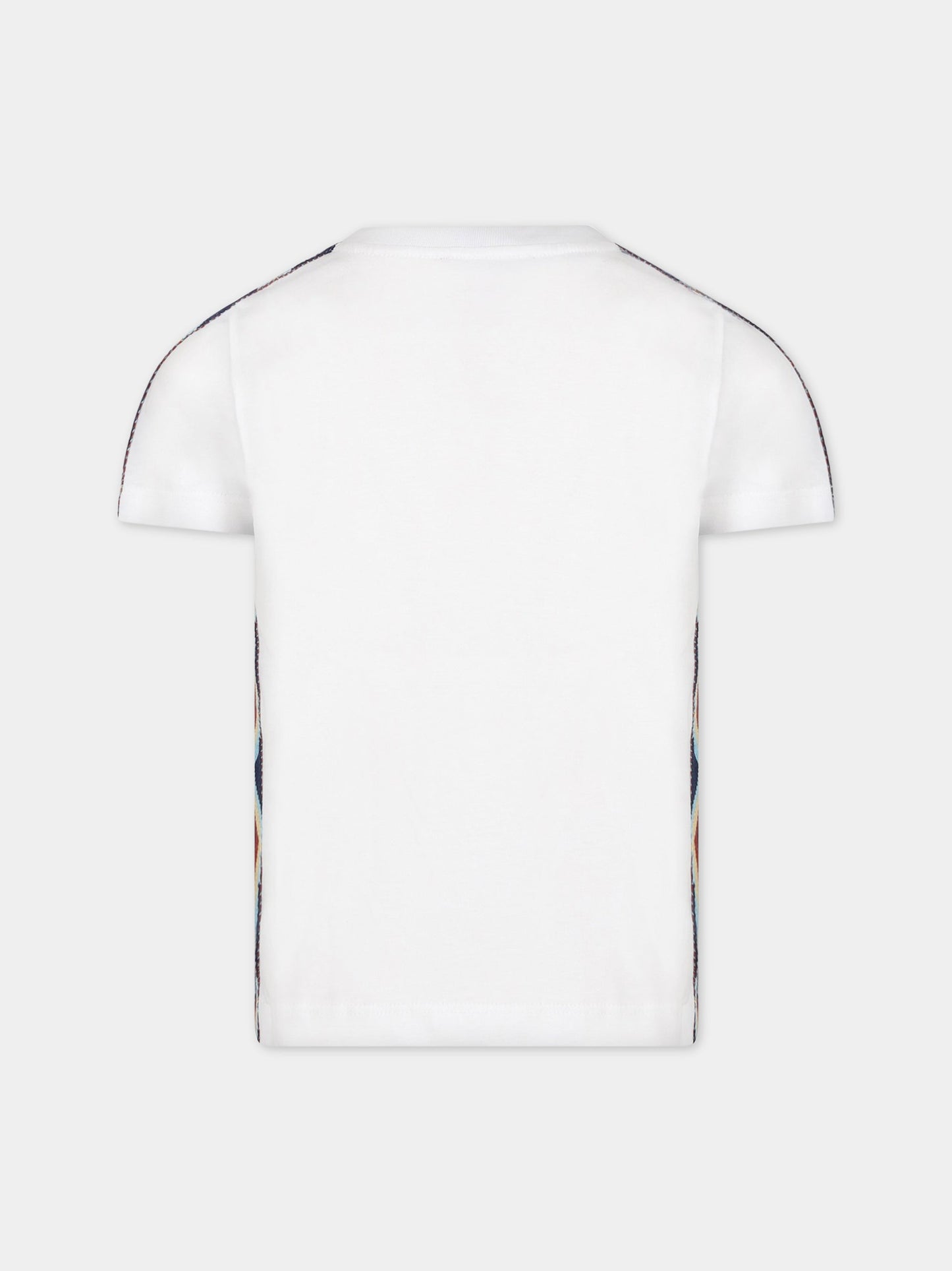 T-shirt bianco per bambini con logo e iconico motivo chevron,Missoni,MS8P91 J0177 100MC
