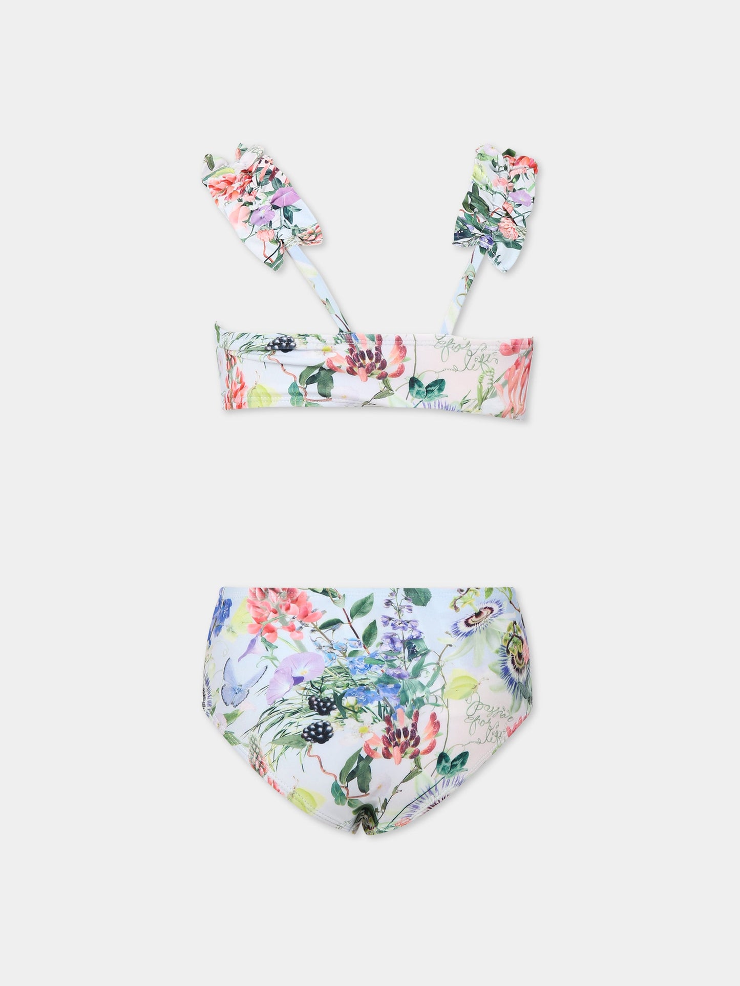 Bikini multicolor per bambina con stampa fiori e farfalle,Molo,8S23P102 6682