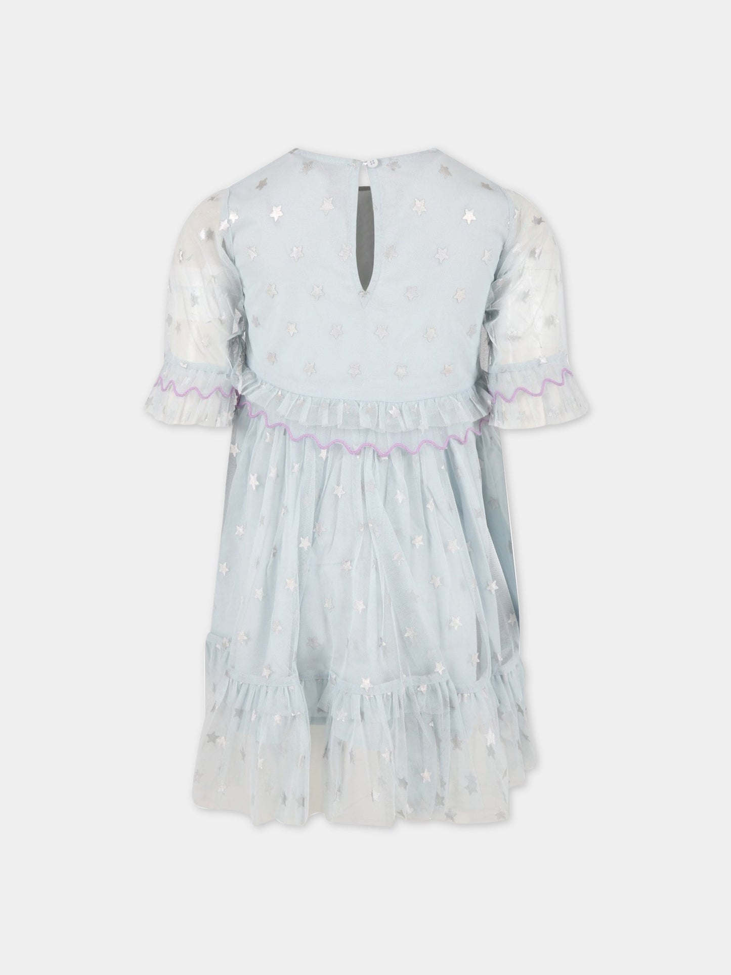 Vestito celeste per bambina con stelle,Stella Mccartney Kids,8Q1BH1 Z0143 602AG