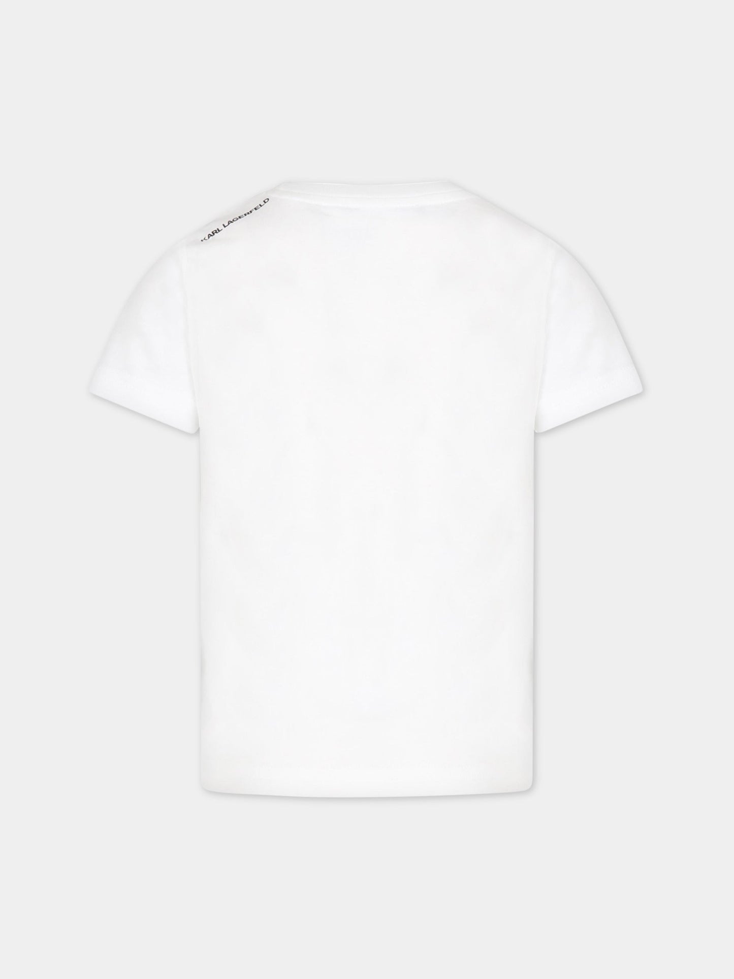 T-shirt bianca per bambina con logo nero,Karl Lagerfeld Kids,Z25389 10P