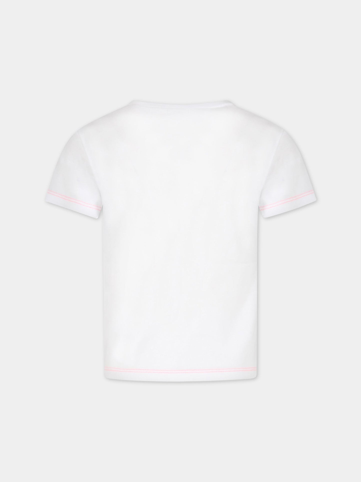 T-shirt bianca per bambina con farfalla,Billieblush,U15B09 10P