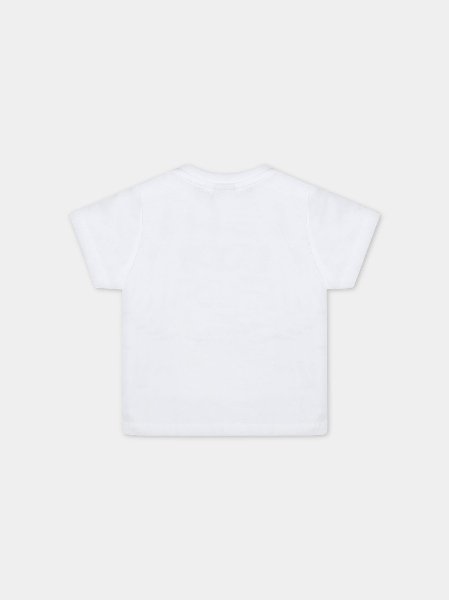 T-shirt bianca per neonato con logo blu,Boss,J05P12 10P