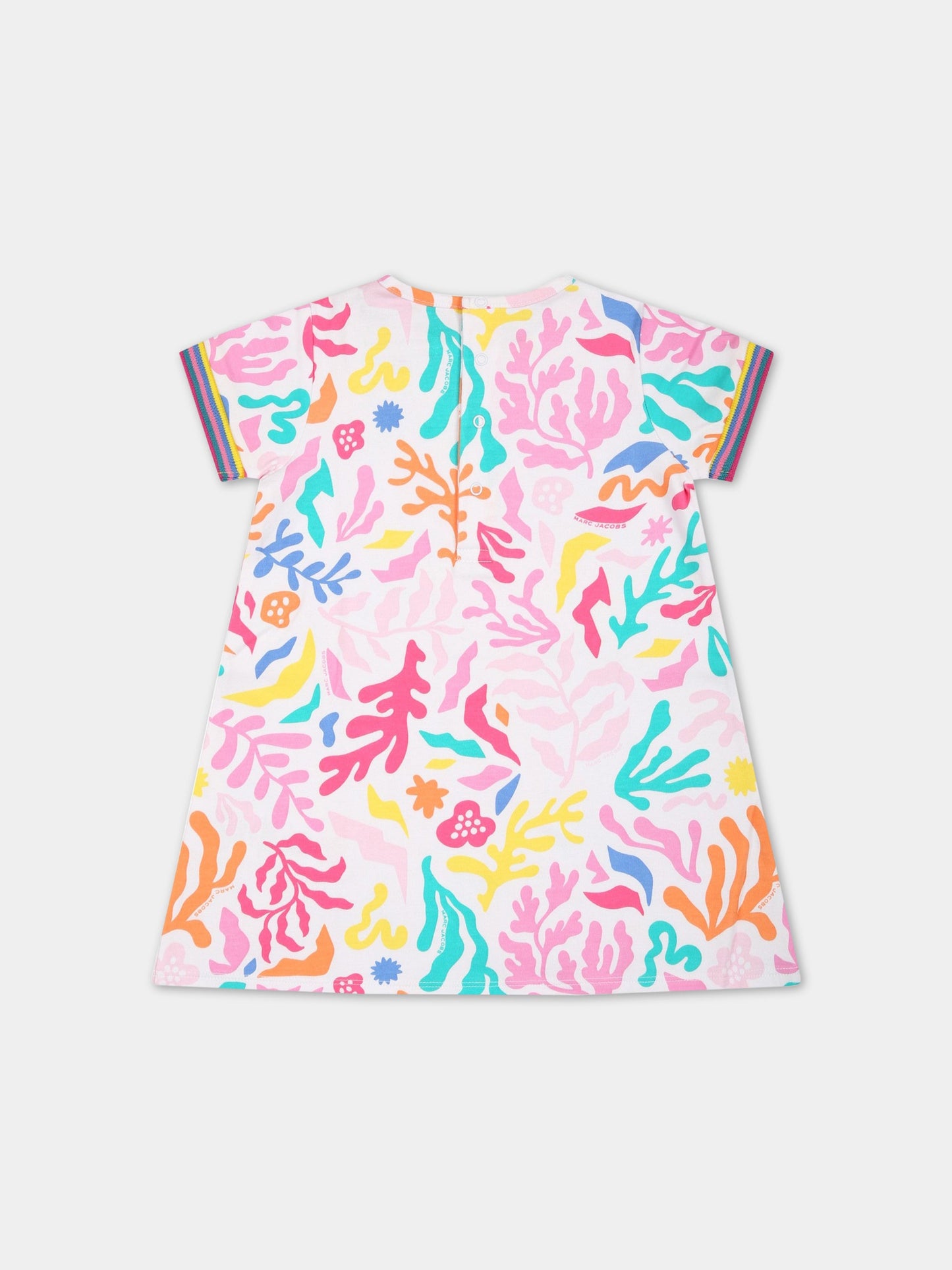 Vestito bianco per neonata con stampa multicolor e logo,Little Marc Jacobs,W92022 Z41