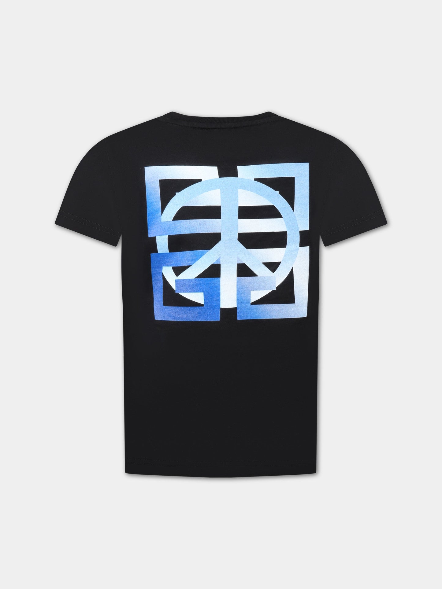 T-shirt nera per bambino con logo e motico 4G,Givenchy Kids,H25407 09B