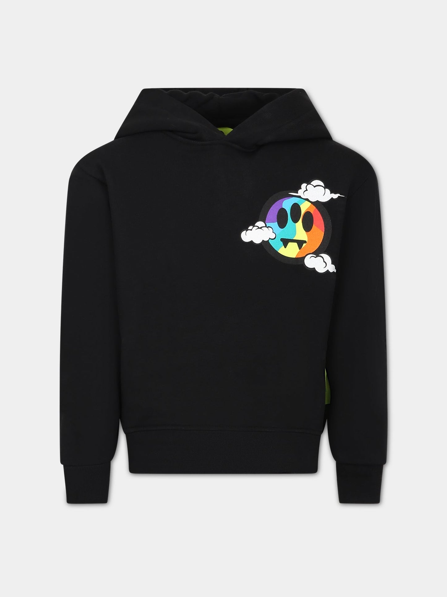 Felpa nero per bambini con iconico smile e logo multicolor,Barrow,032921 110