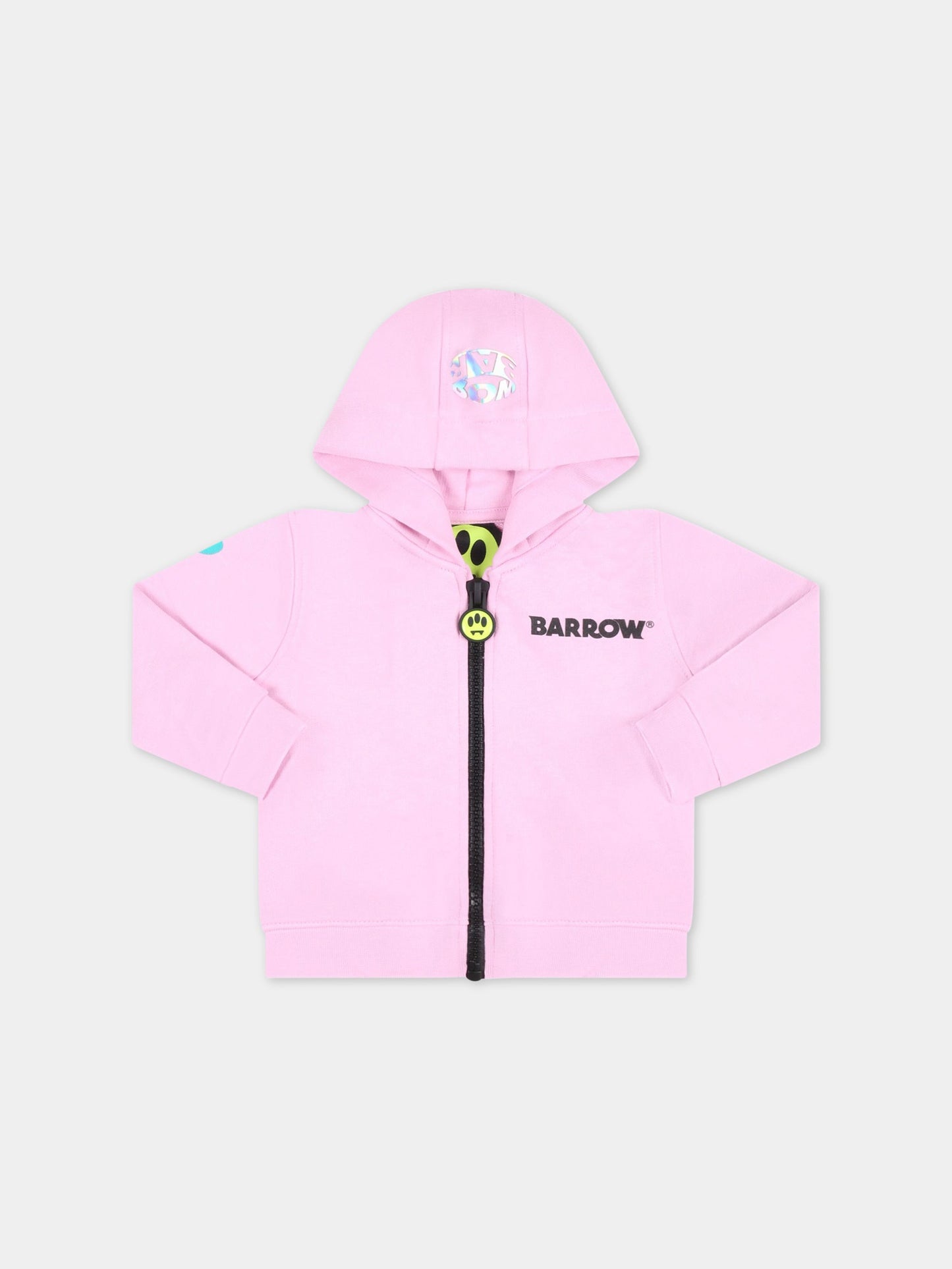 Felpa rosa per neonata con logo verde,Barrow,033118 042
