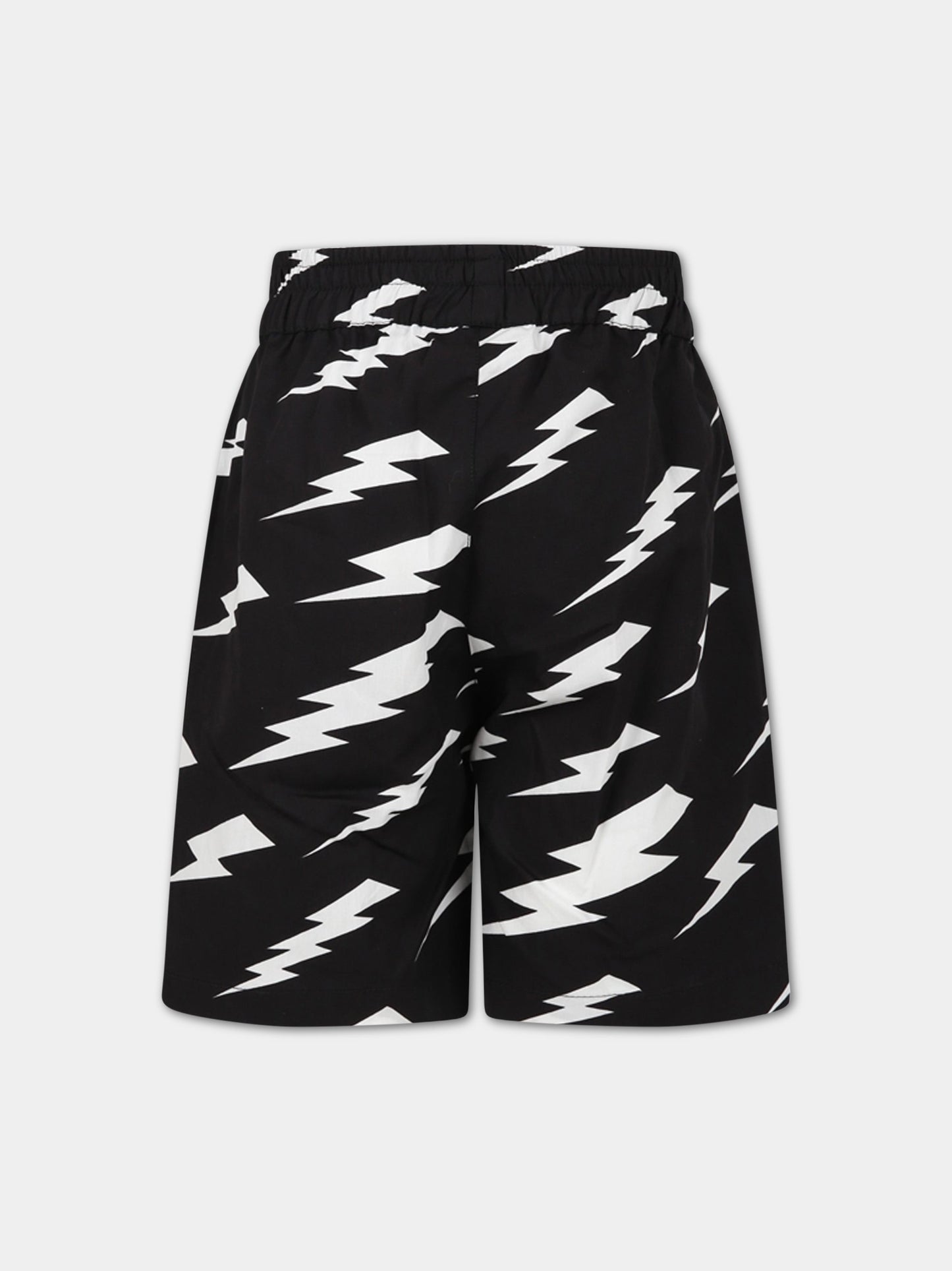 Shorts nero per bambino con iconiche saette e logo,Neil Barrett Kids,033594 110