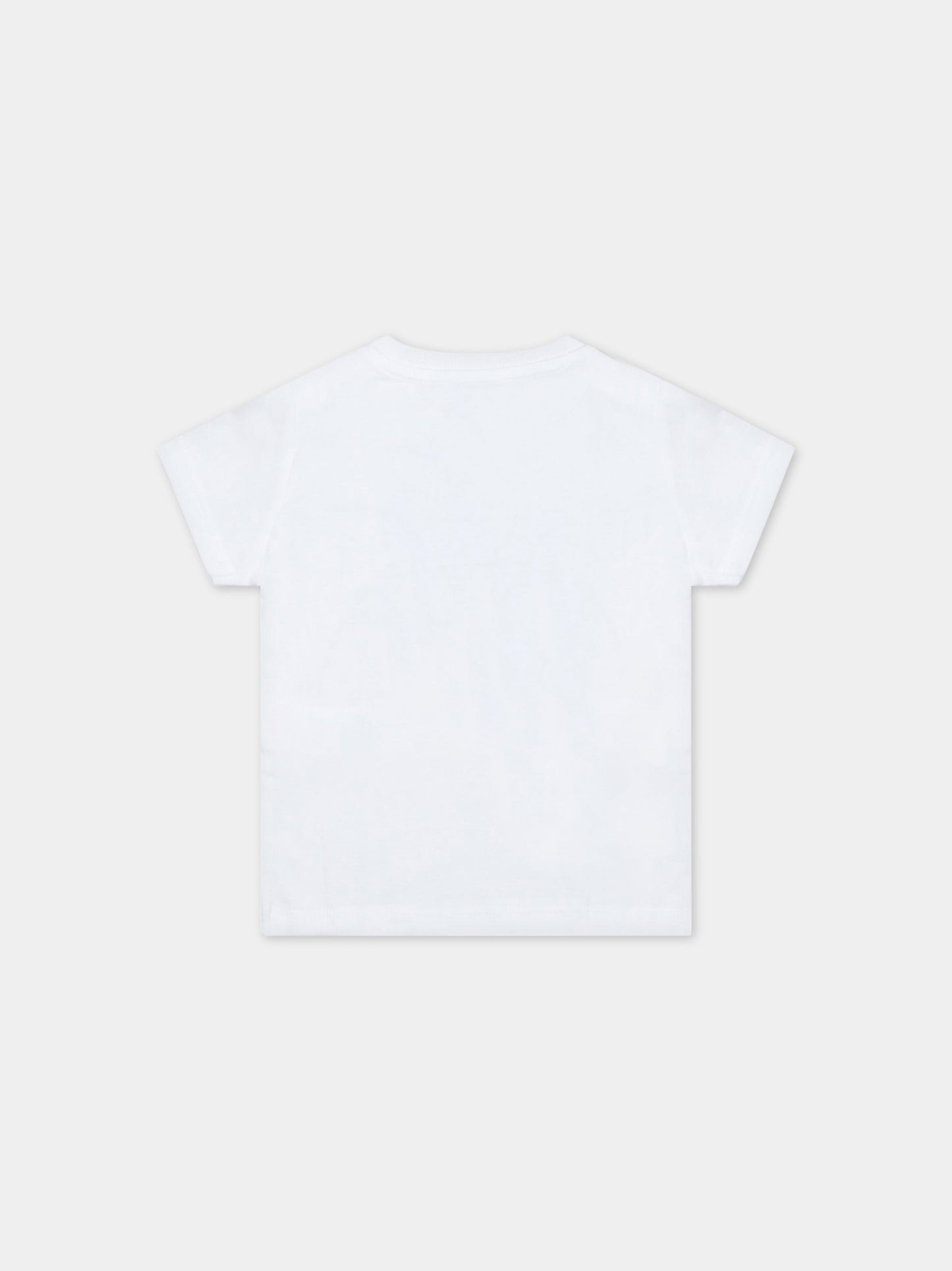 T-shirt bianca per neonato con trigre iconica e logo,Kenzo Kids,K05480 10B