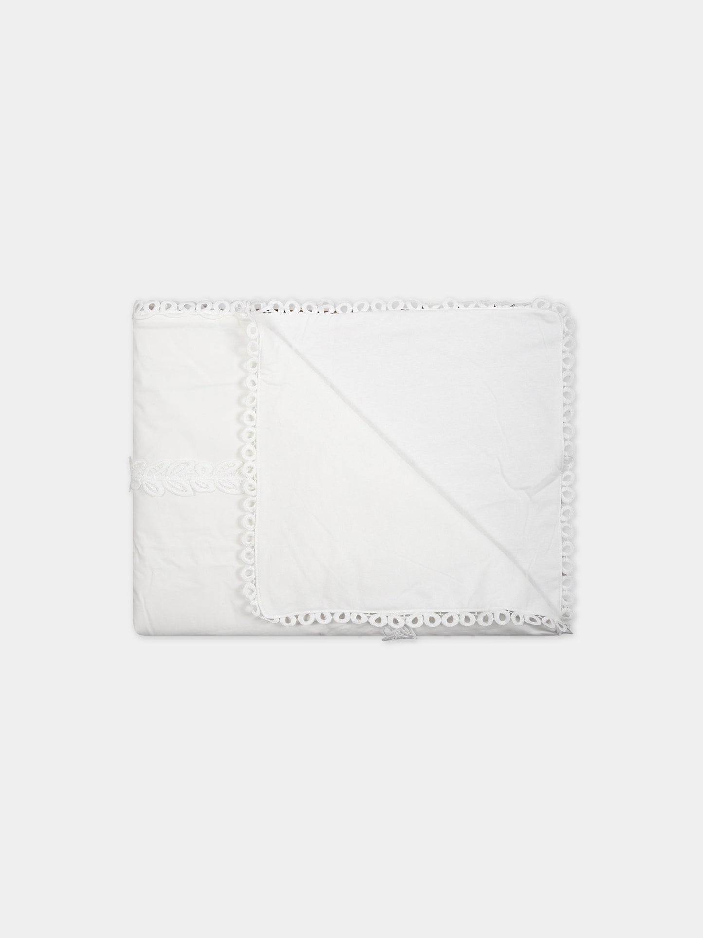 Coperta bianca per neonata con logo,Ermanno Scervino Junior,SNCO001C CA272 0001