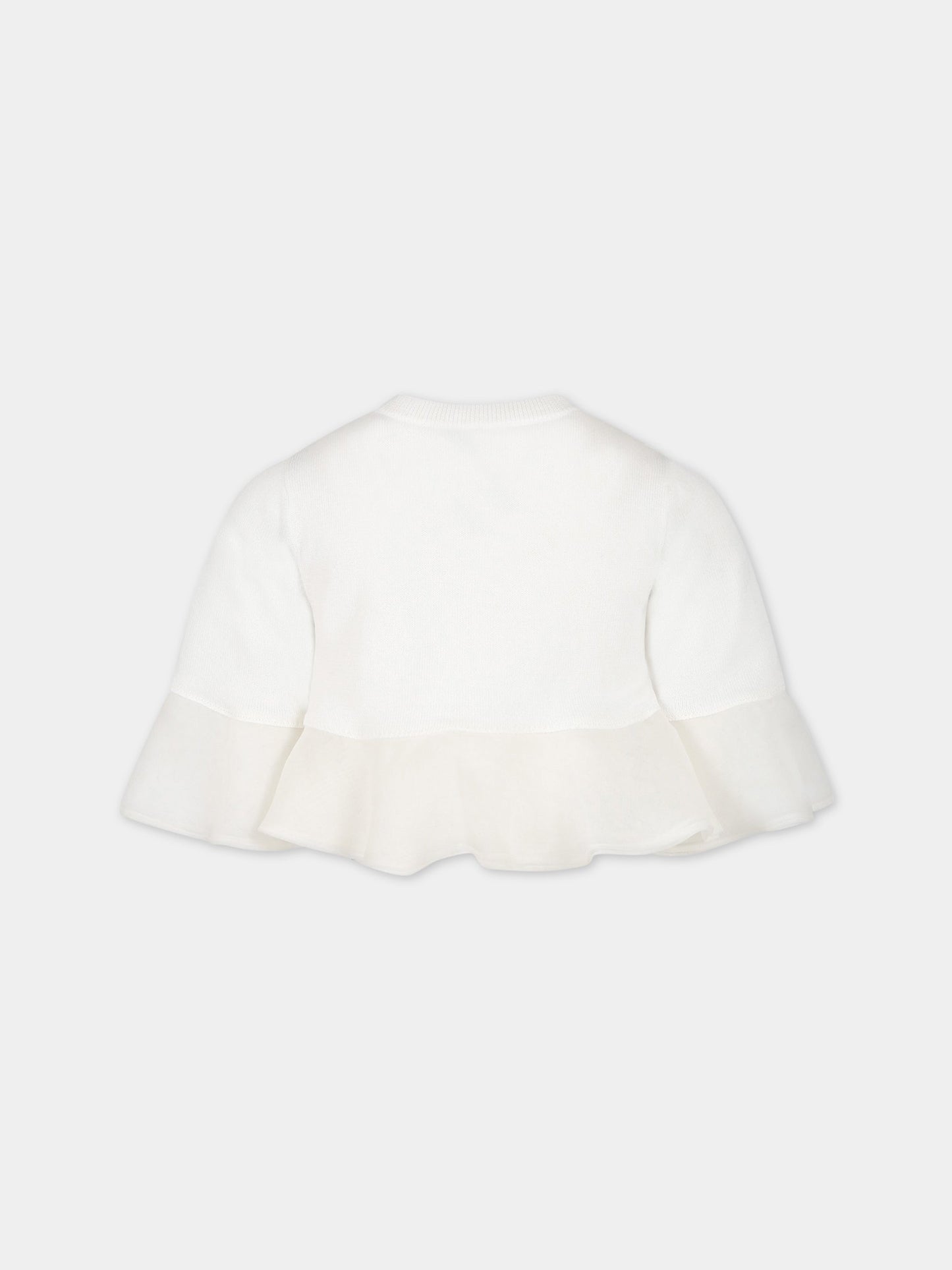 Cardigan bianco per bambina,Elie Saab,LS9A00 X0019 101