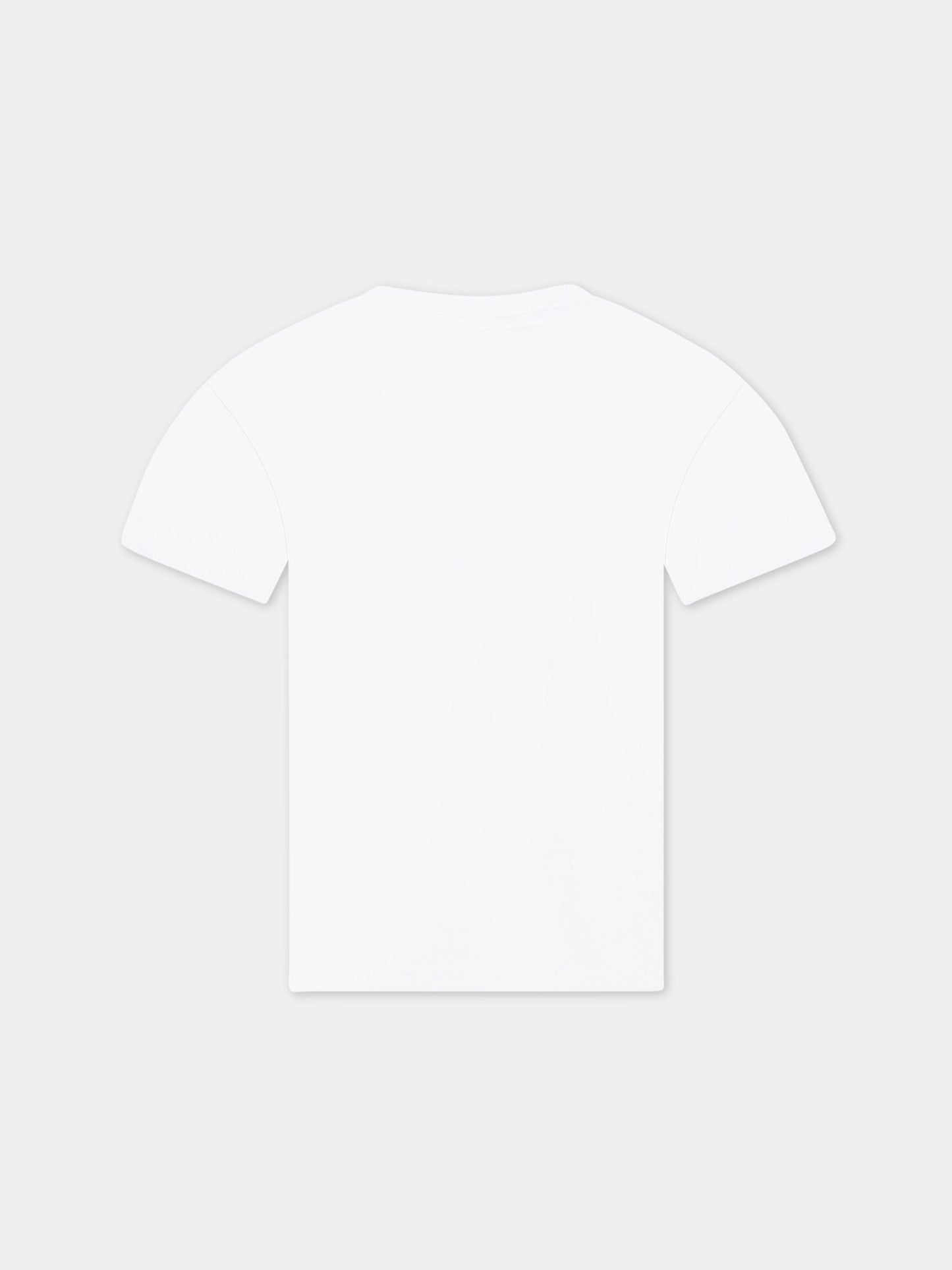 T-shirt bianca per bambino con logo e camaleonte,Stella Mccartney Kids,TS8T21 Z0434 100