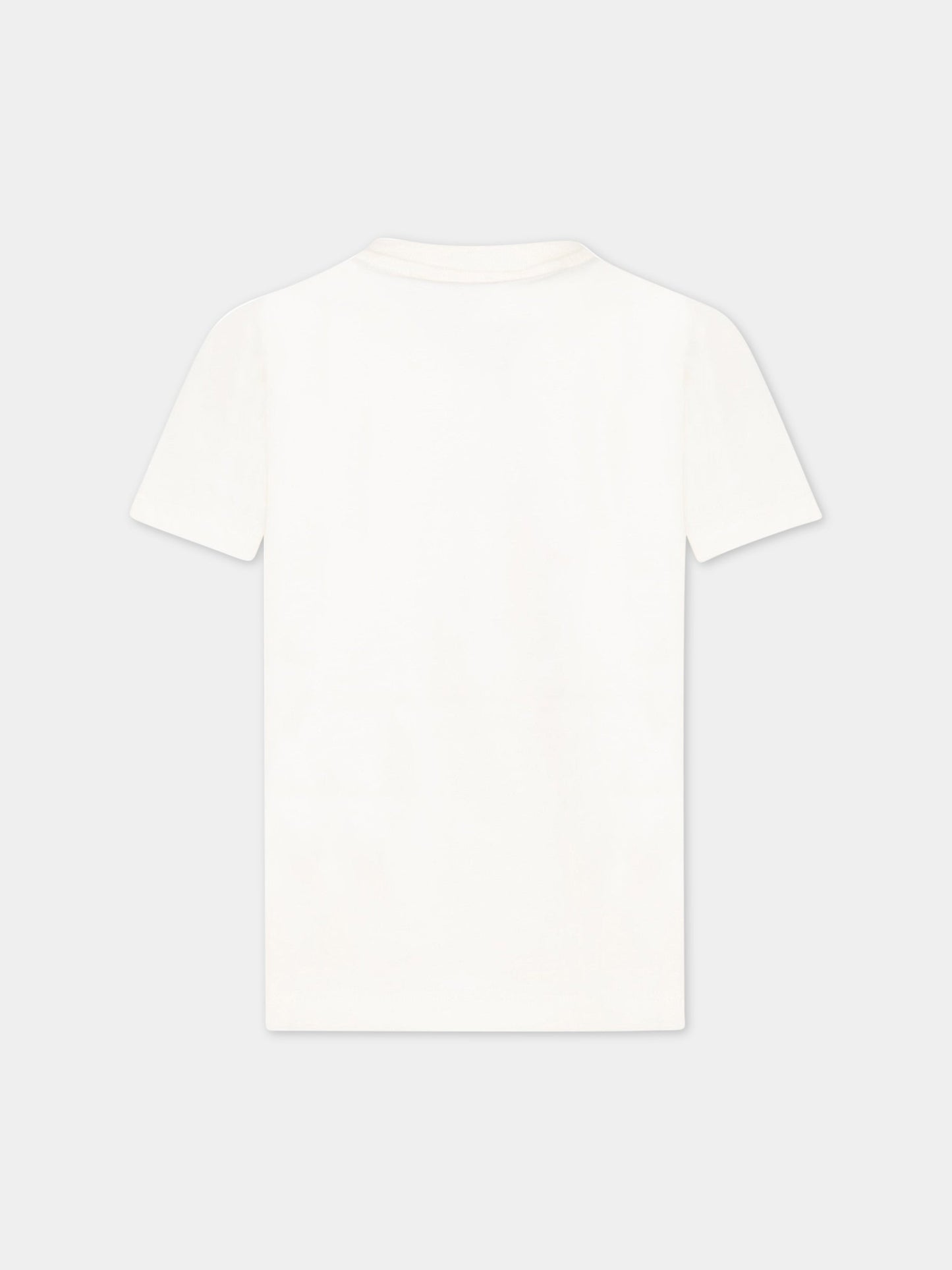 T-shirt avorio per bambini con logo nero,Msgm Kids,MS029501 013