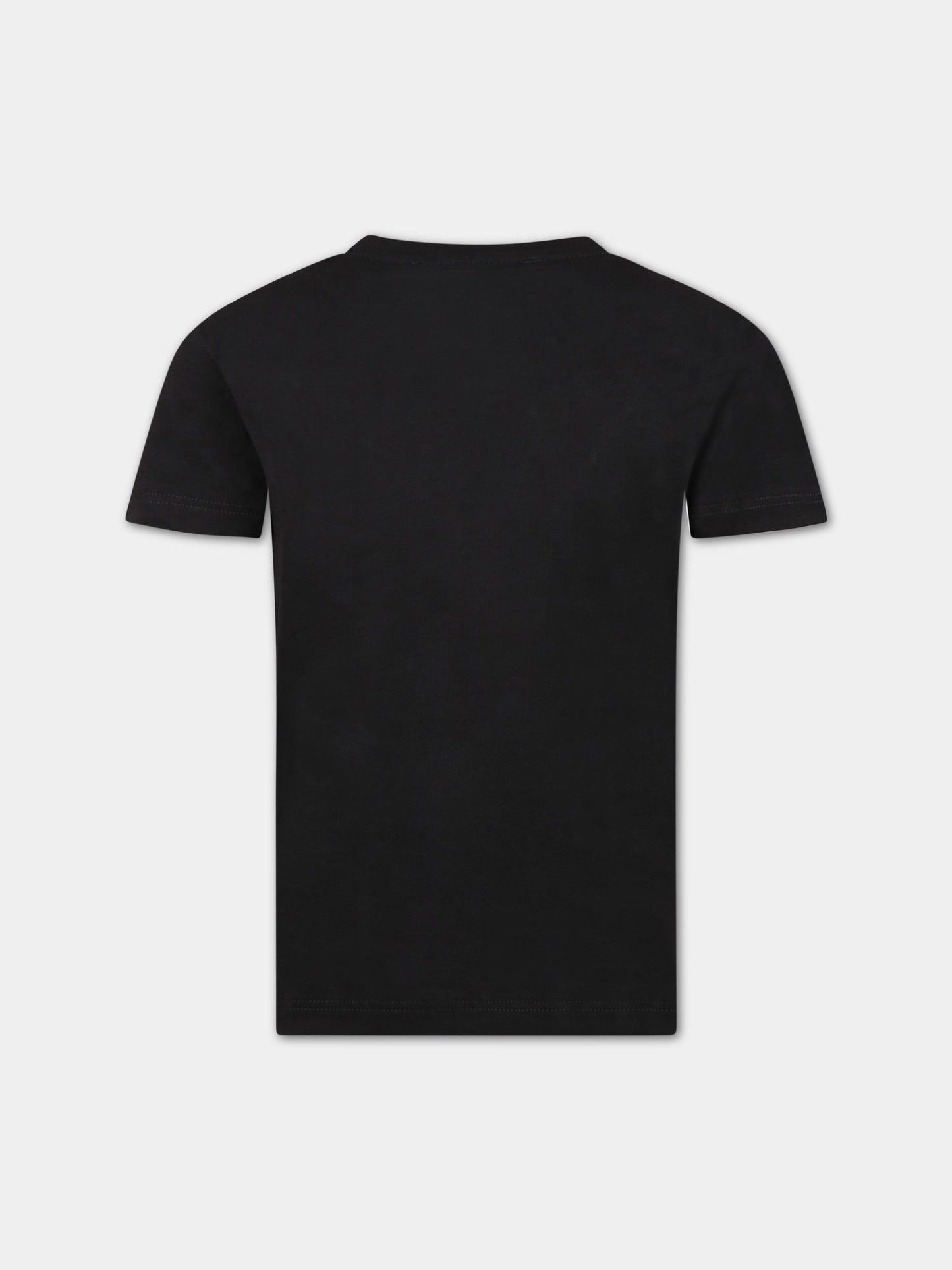 T-shirt nera per bambino con logo bianco,Msgm Kids,MS029572 110