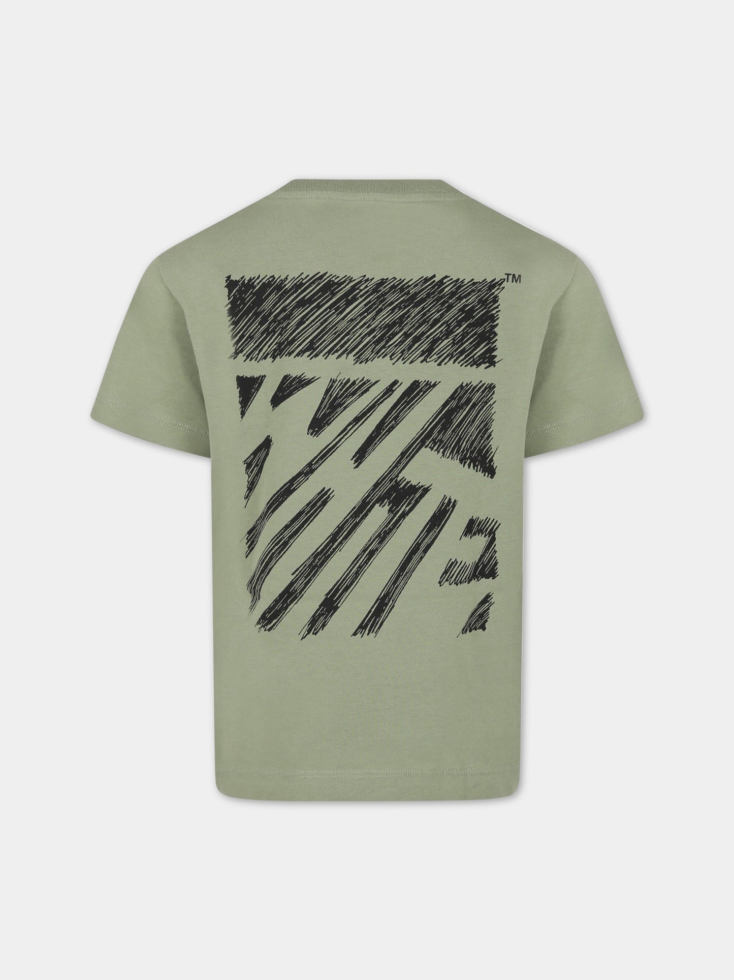 T-shirt verde per bambino con logo,Off White,OBAA002S23JER0085010