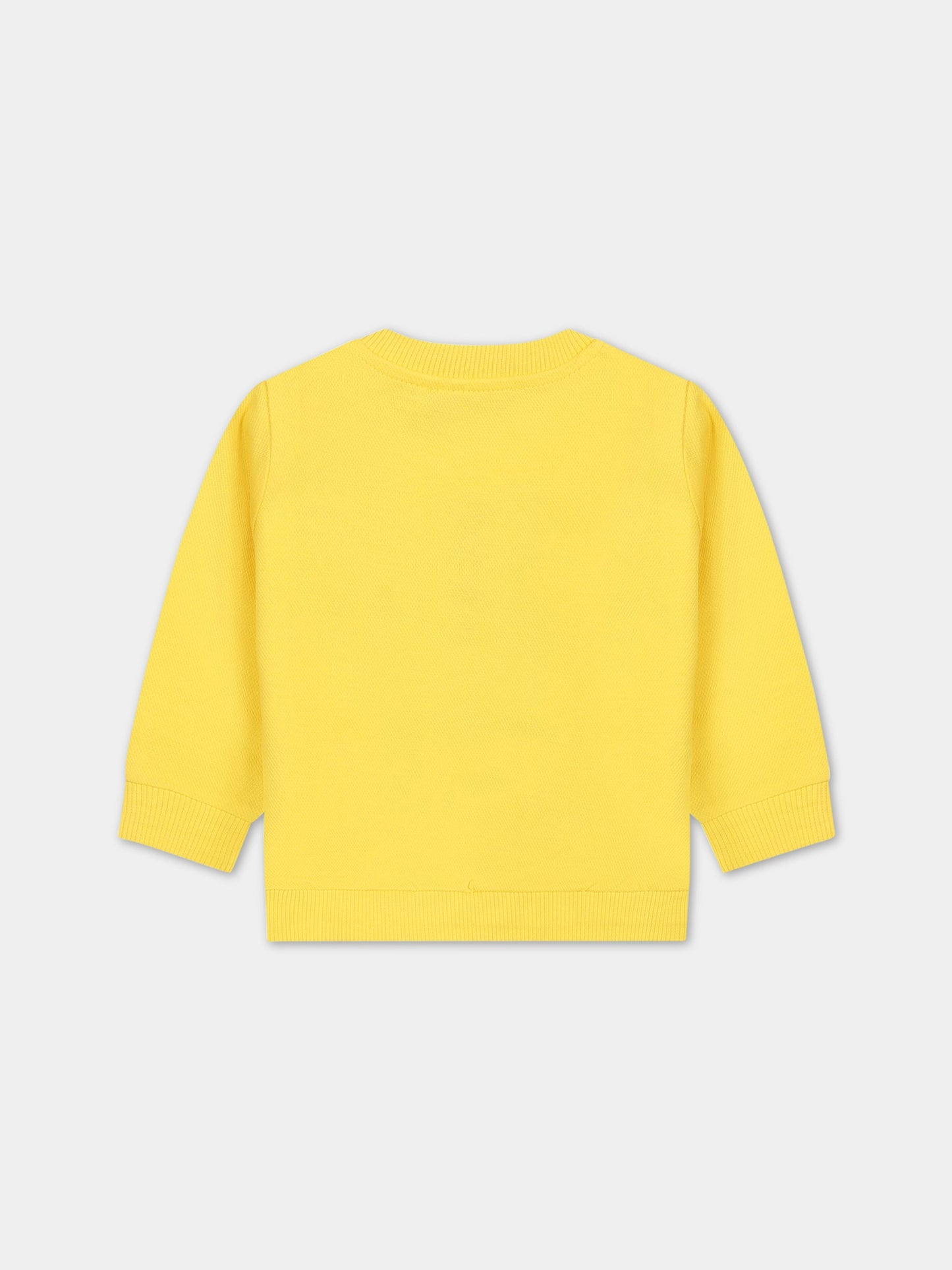 Felpa gialla per neonati con Teddy Bear e logo,Moschino Kids,MUF04Q LCA34 CYBER YELL