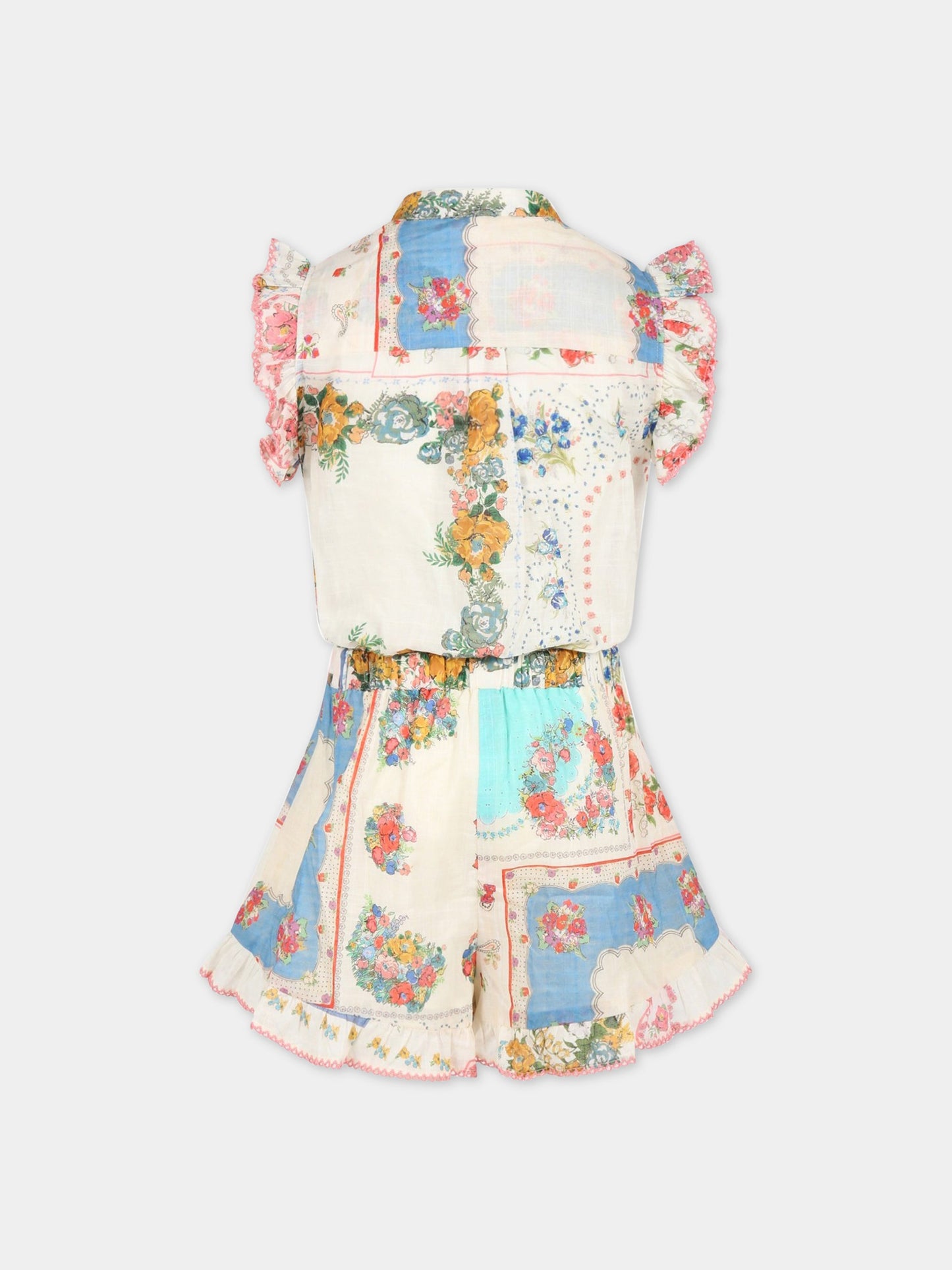 Tuta avorio per bambina con stampa floreale,Zimmermann,1792YCLO PPAF