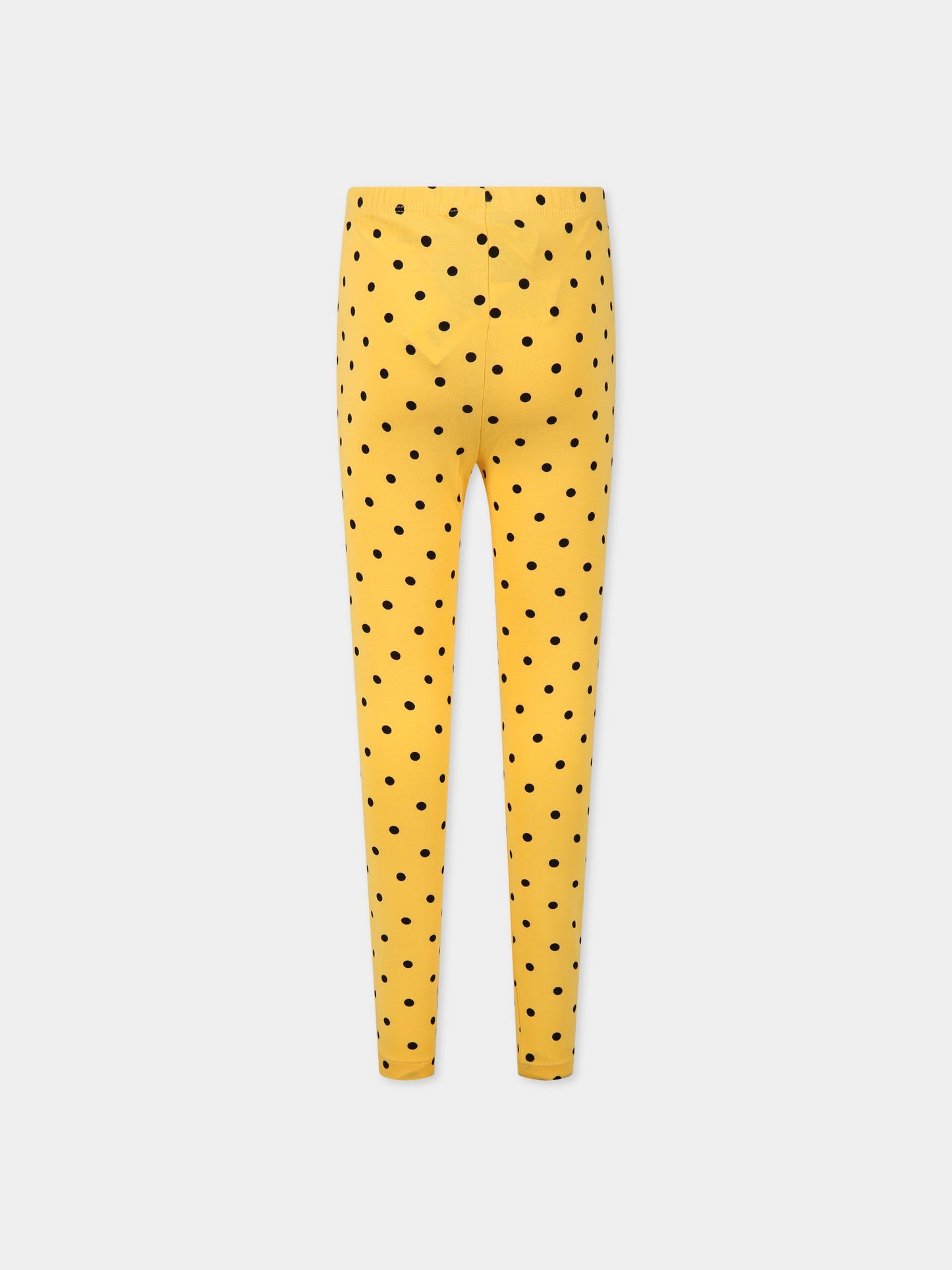 Leggings gialli per bambina con pois neri,Mini Rodini,2323010323
